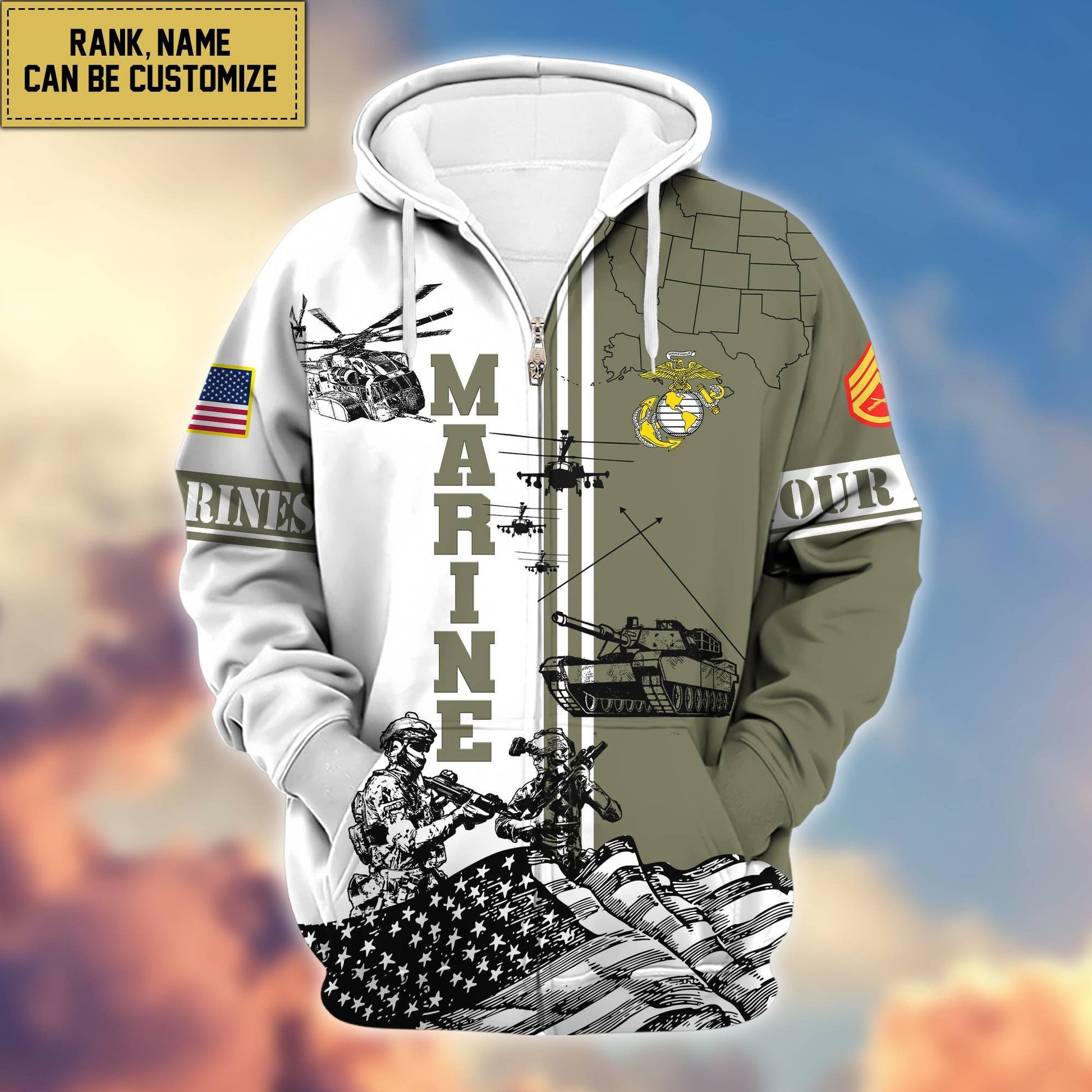 Premium USMC Zip Hoodie VPVC601003, Gifts For Marine Veteran