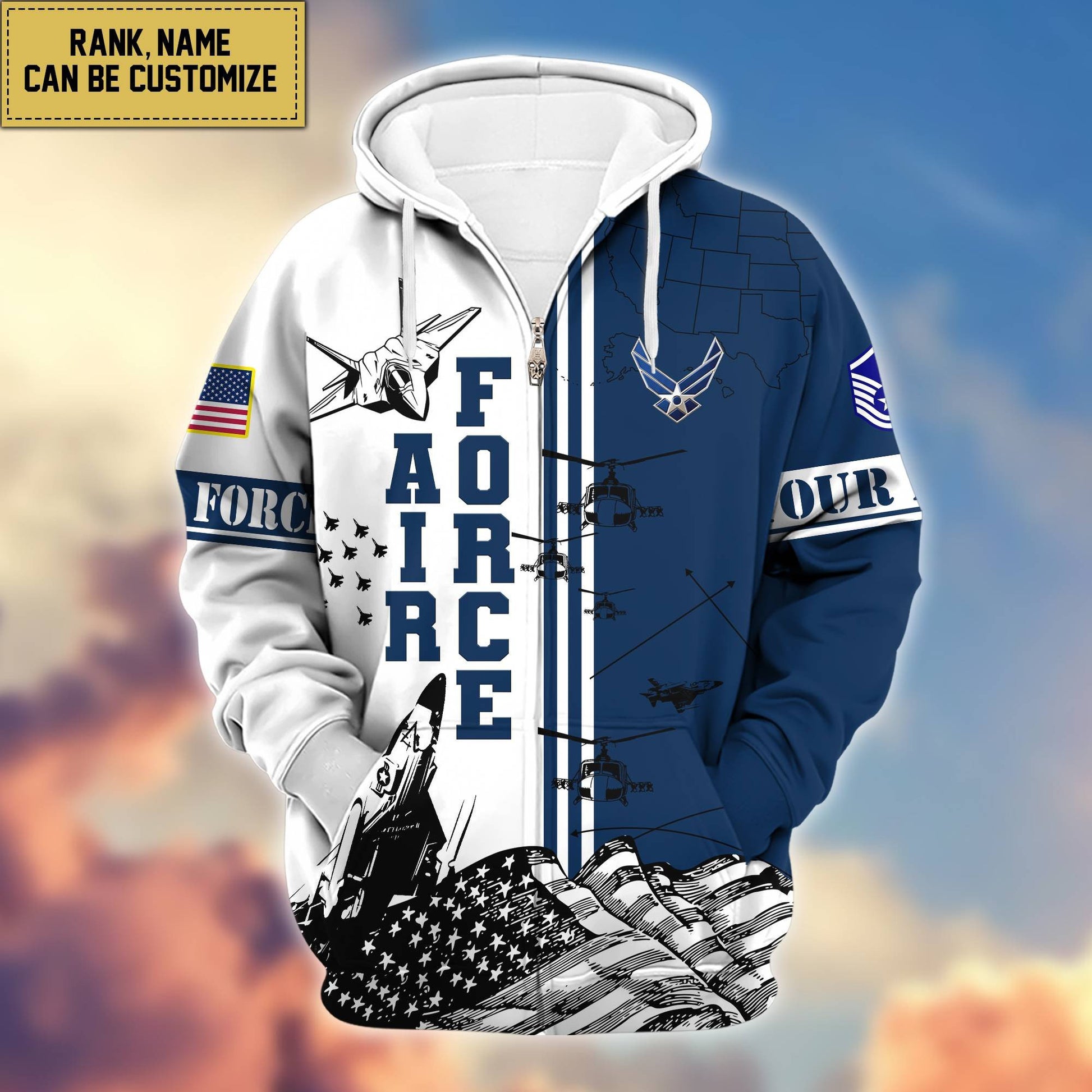 Premium USAF Zip Hoodie VPVC601004, Gifts For Air Force Veteran, Gifts For Veterans Day