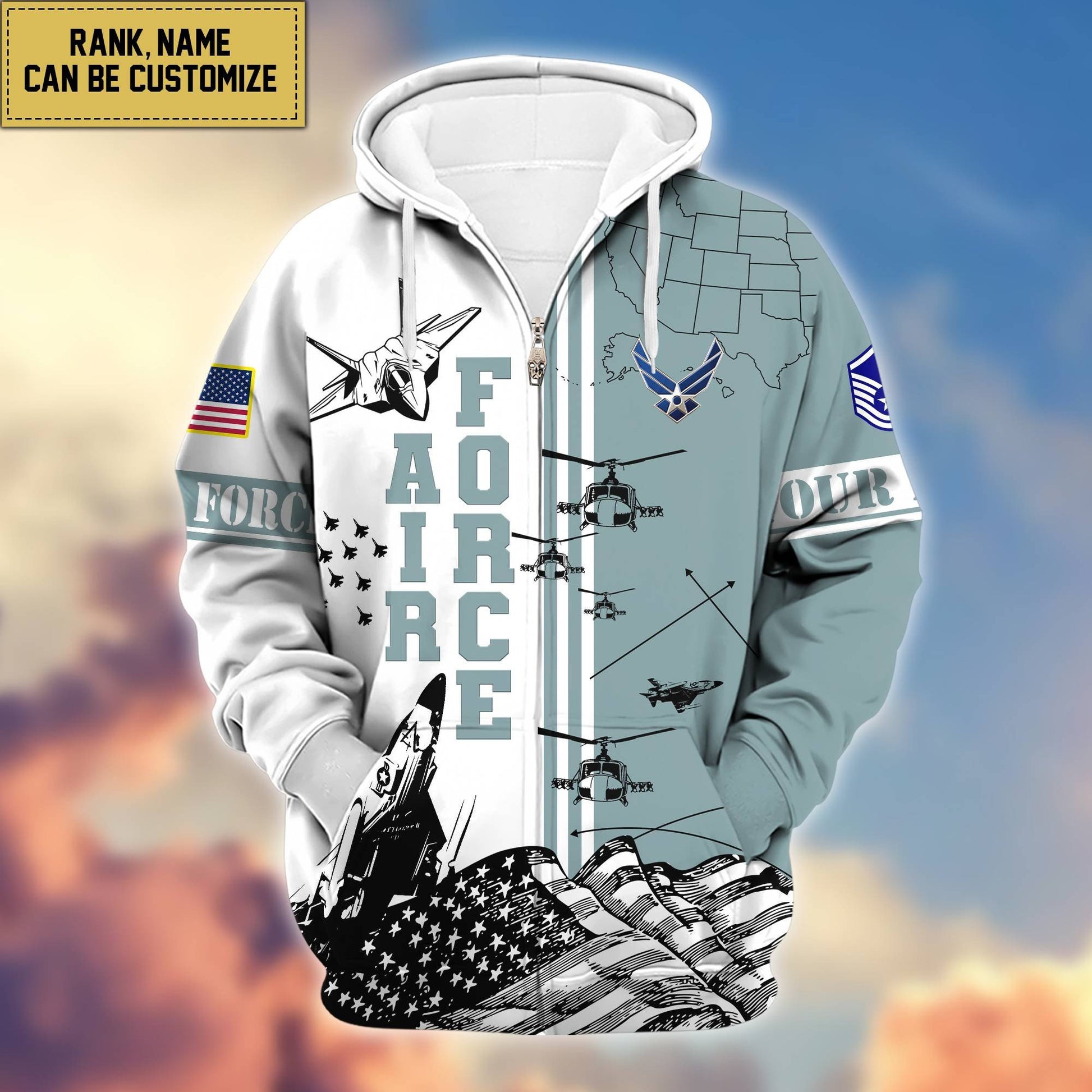 Premium USAF Zip Hoodie VPVC601004, Gifts For Air Force Veteran, Gifts For Veterans Day