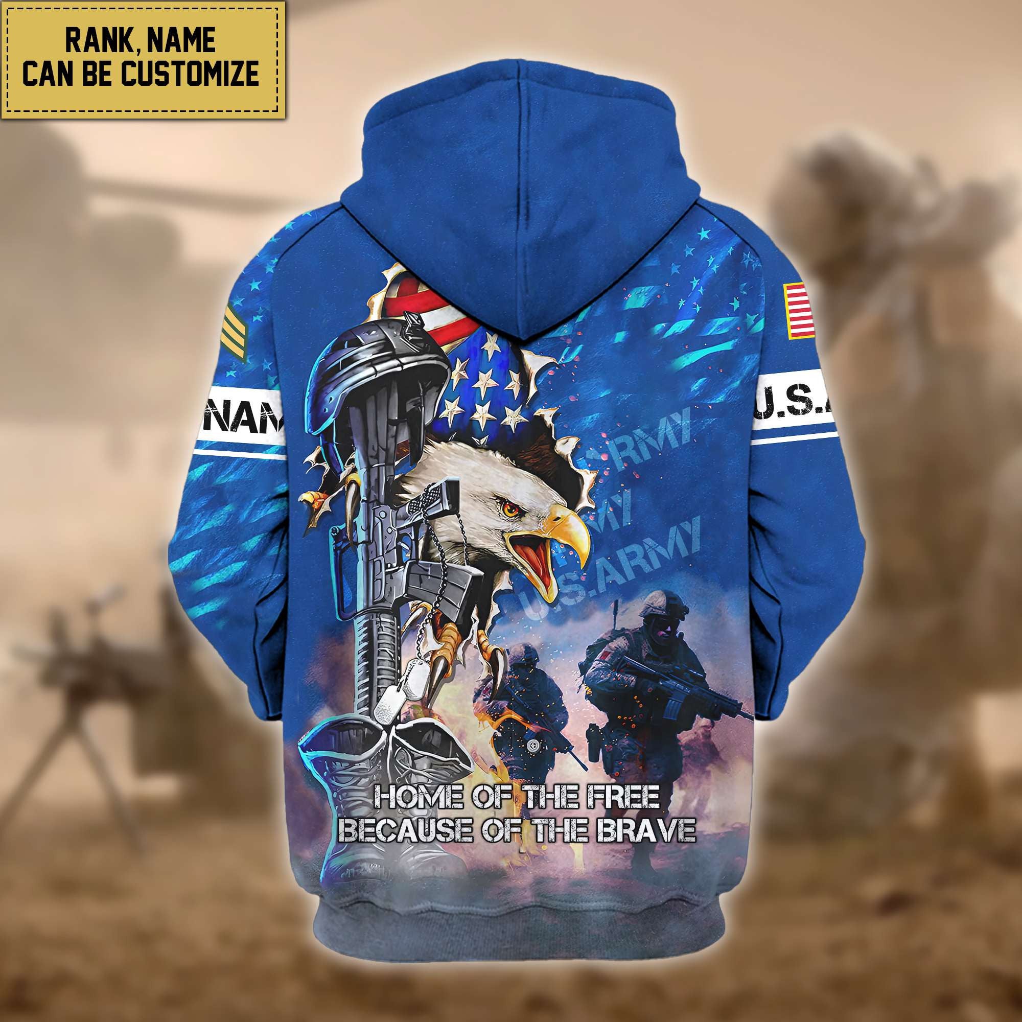 Premium Custom US Army Zip Hoodie VPVC602301, Gifts For Army Veteran