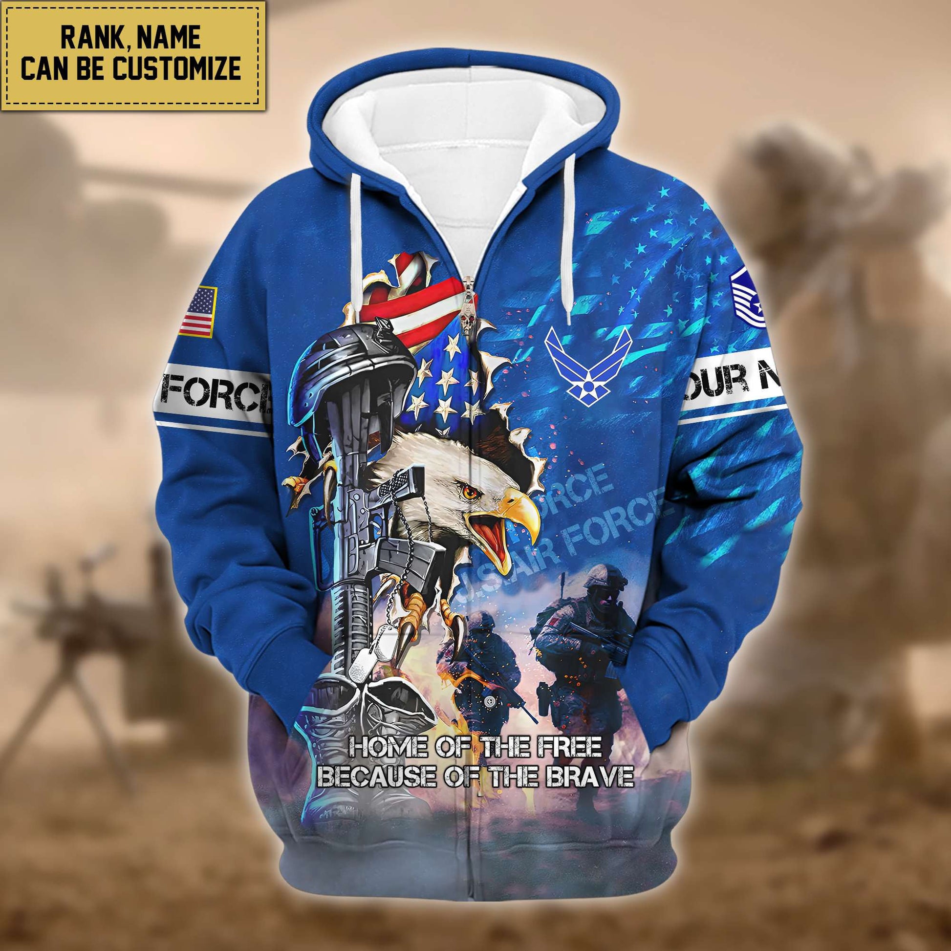 Premium Custom USAF Zip Hoodie VPVC602304, Gifts For Air Force Veteran, Gifts For Veterans Day
