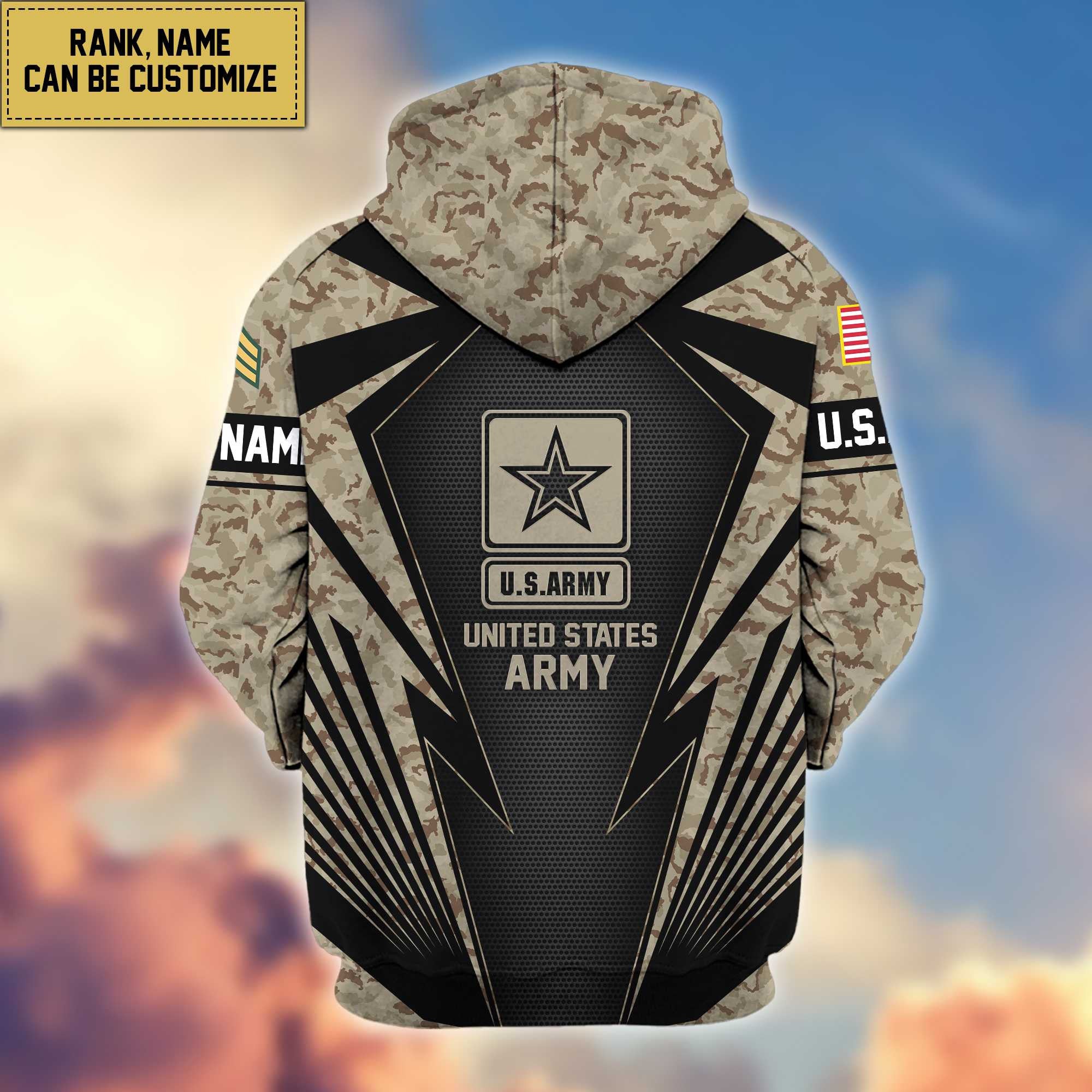 US Army Zip Hoodie VPVC602201, Gifts For Army Veteran