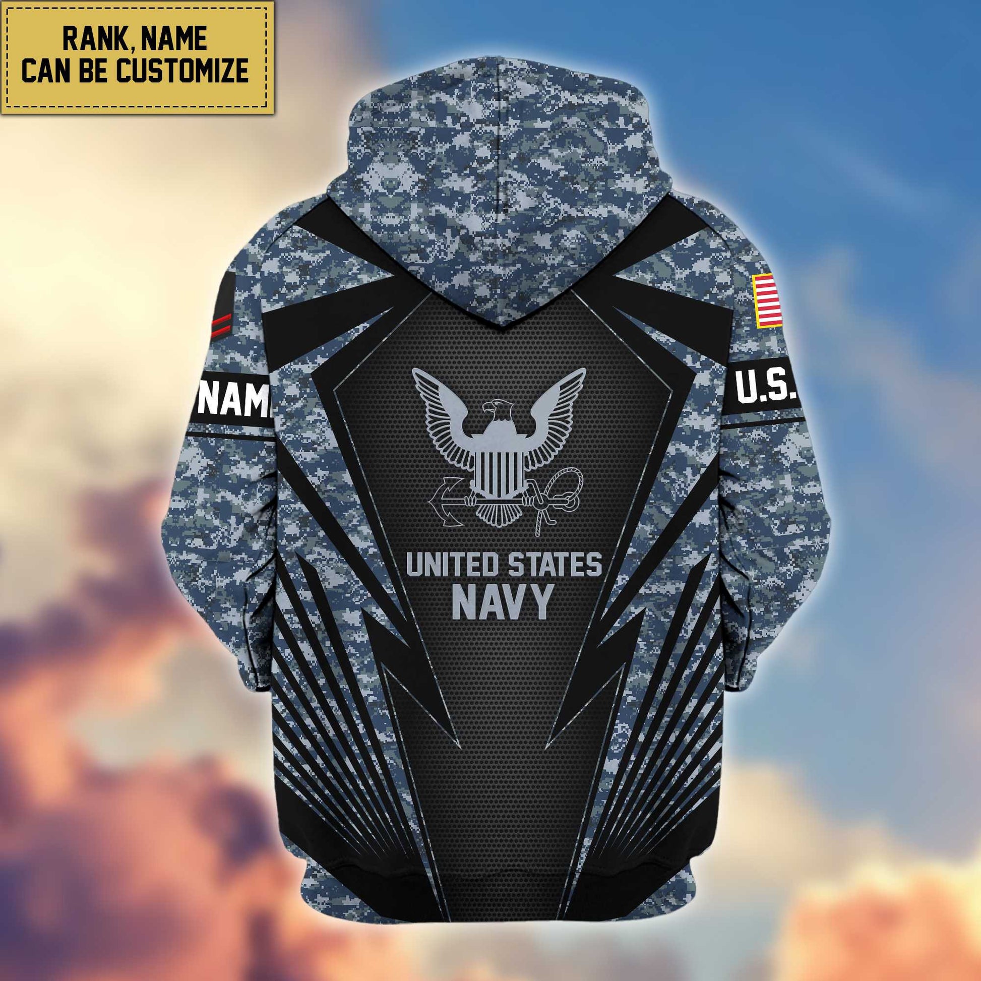 US Navy Zip Hoodie VPVC602202, Custom Rank, Name, Gifts For Navy Veteran