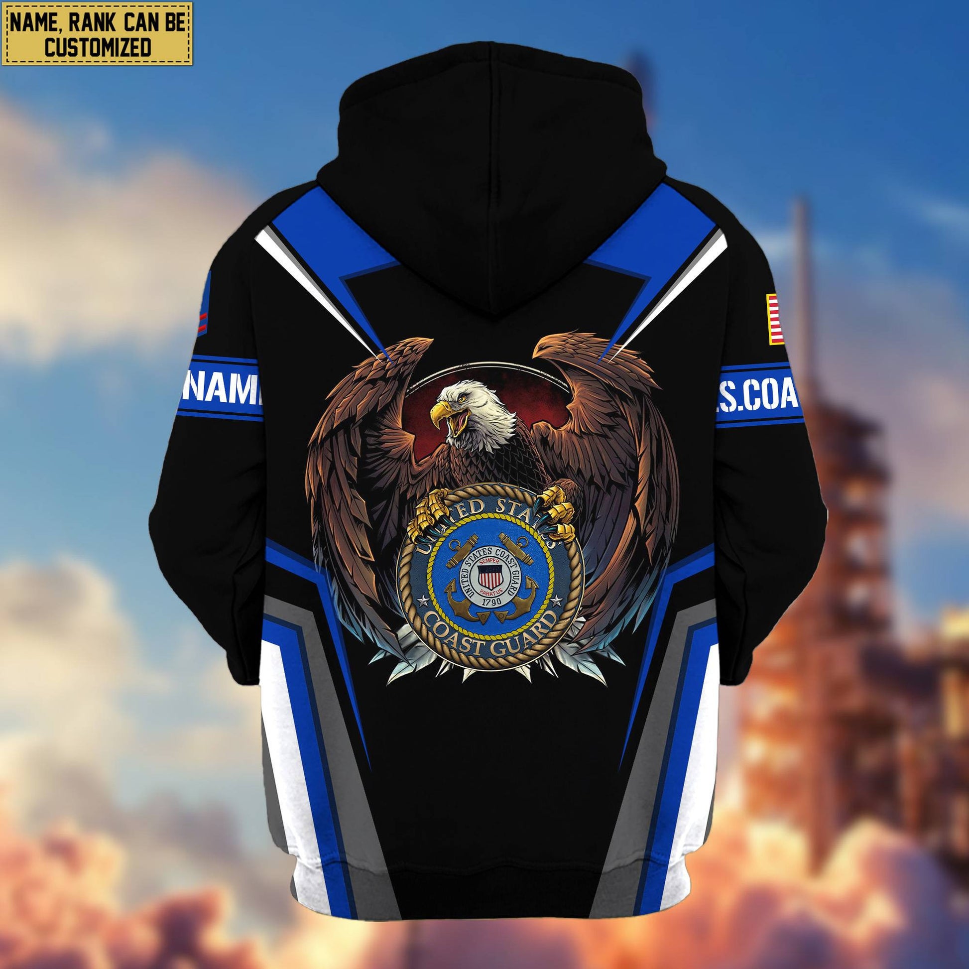 Premium USCG Zip Hoodie VPVC601705, Custom Name, Rank, Gifts For Coast Guard Veteran