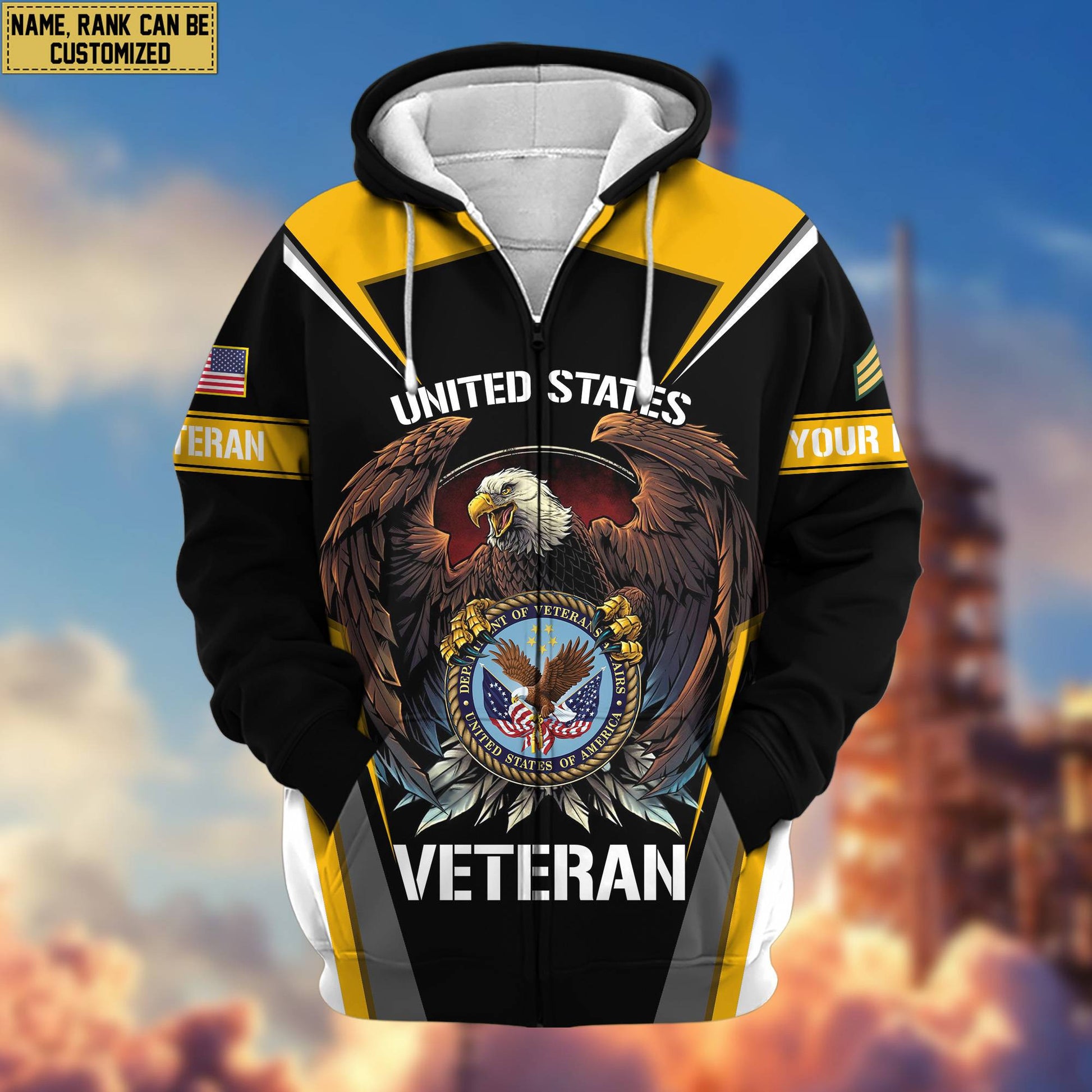 Premium US Veterans Zip Hoodie VPVC601707, Custom Name, Rank, Gifts For US Veterans