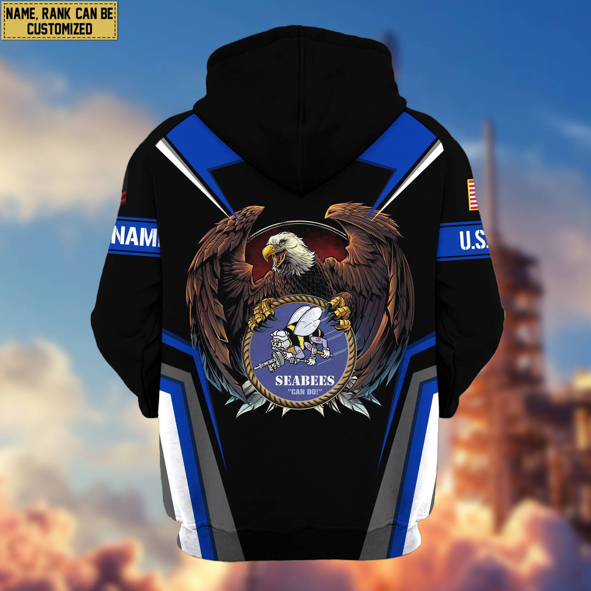 Premium US Seabees Zip Hoodie VPVC601709, Custom Name, Rank, Gifts For US Veterans