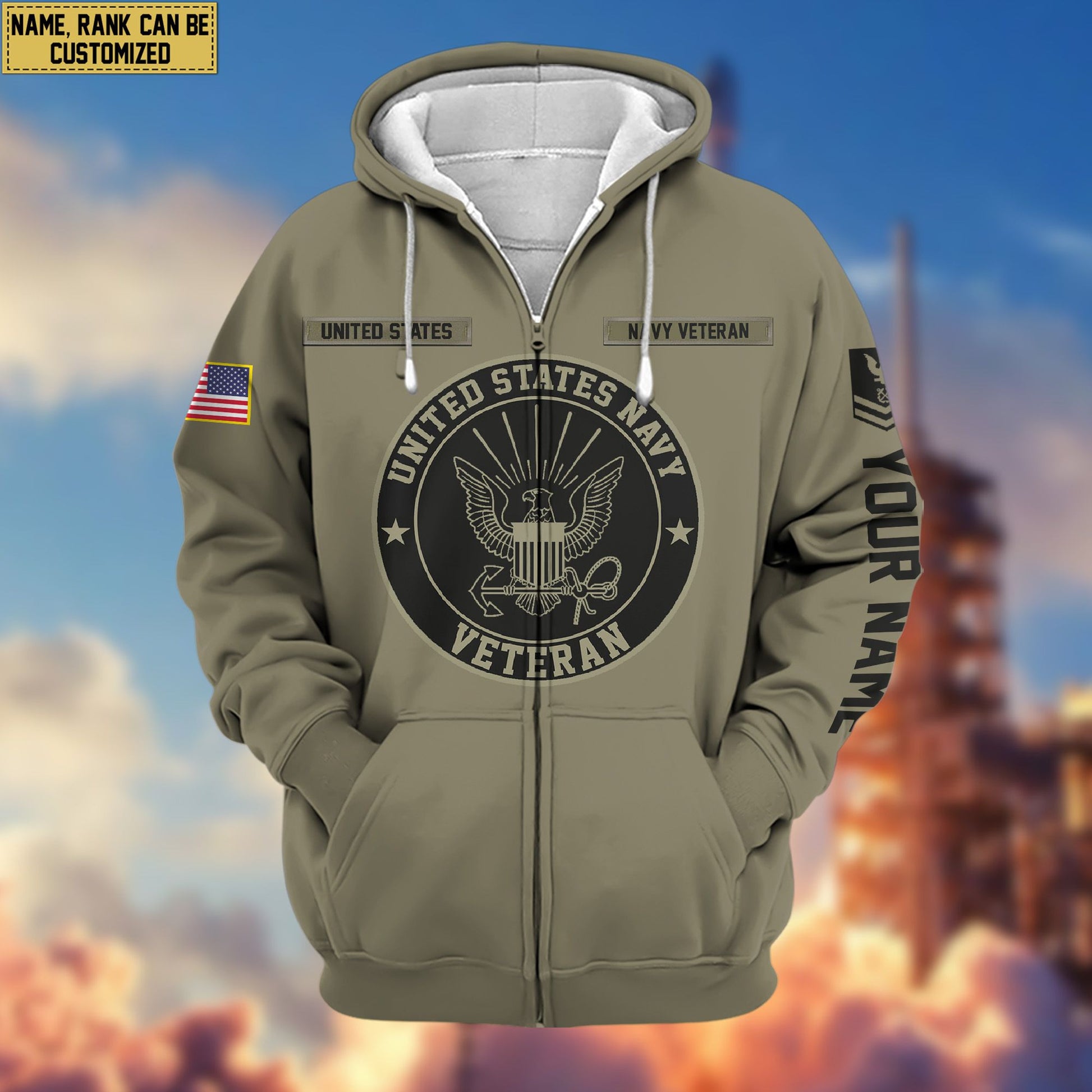 Premium Custom US Navy Zip Hoodie VPVC601902, Gifts For Navy Veteran