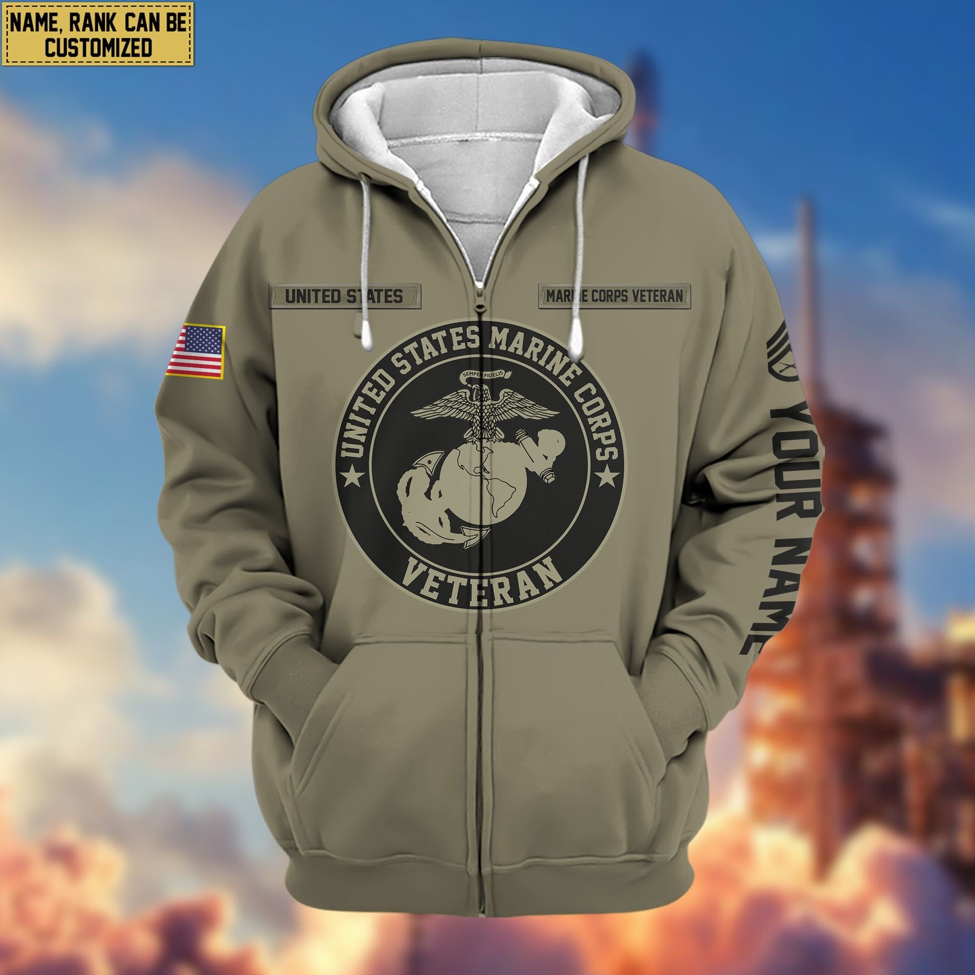 Premium Custom USMC Zip Hoodie VPVC601903, Gifts For Marine Veteran