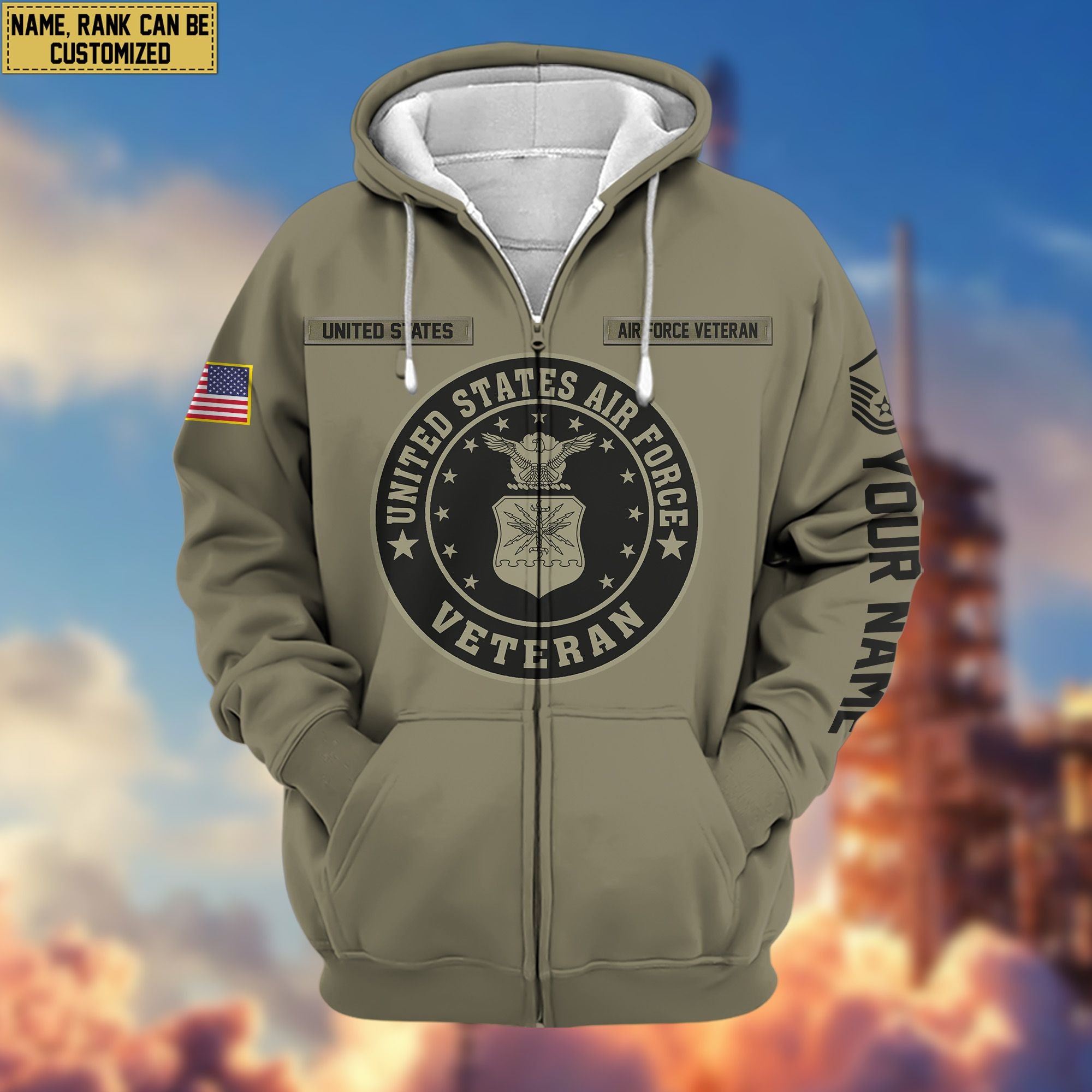 Premium Custom USAF Zip Hoodie VPVC601904, Gifts For Air Force Veteran, Gifts For Veterans Day