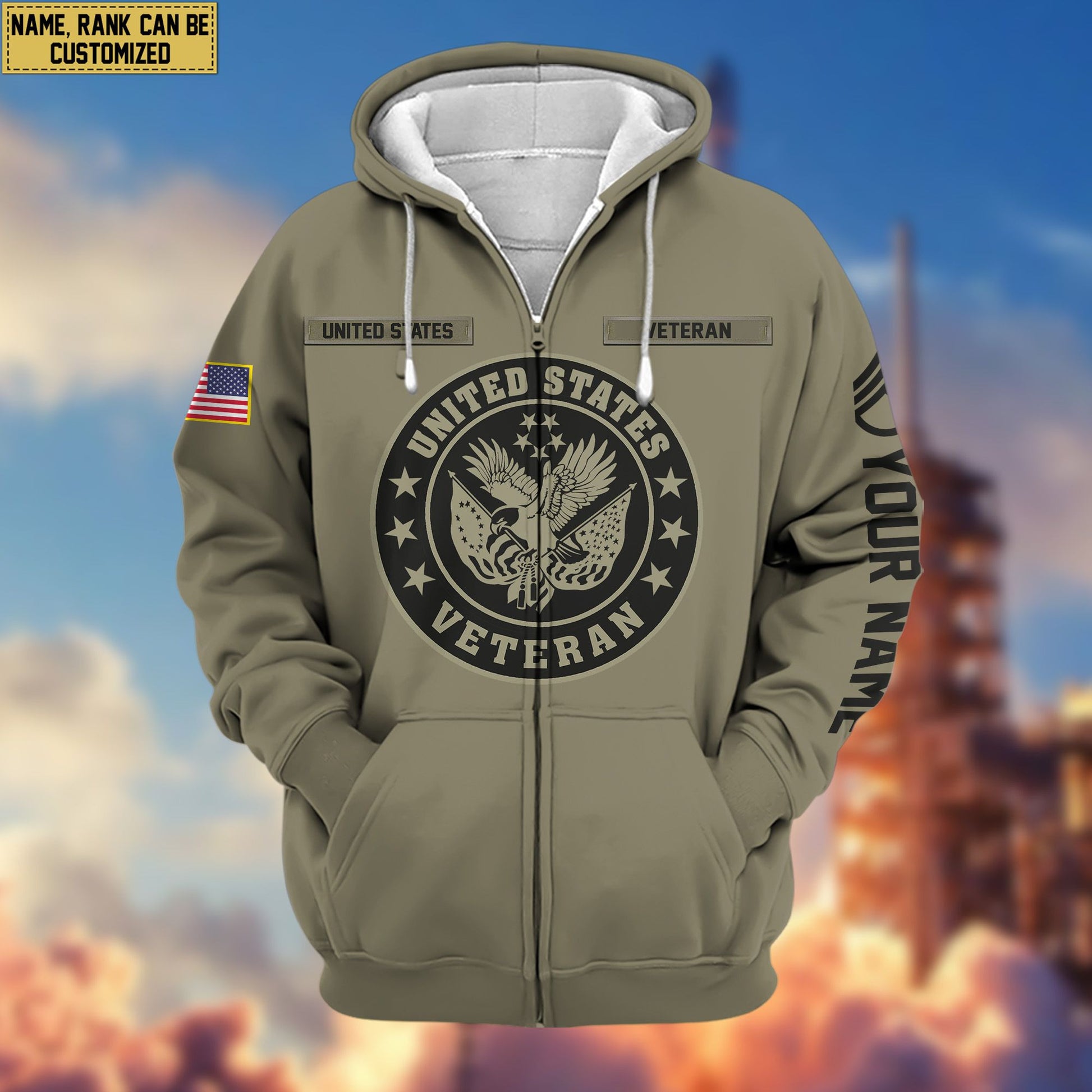 Premium Custom US Veterans Zip Hoodie VPVC601907, Gifts For US Veterans