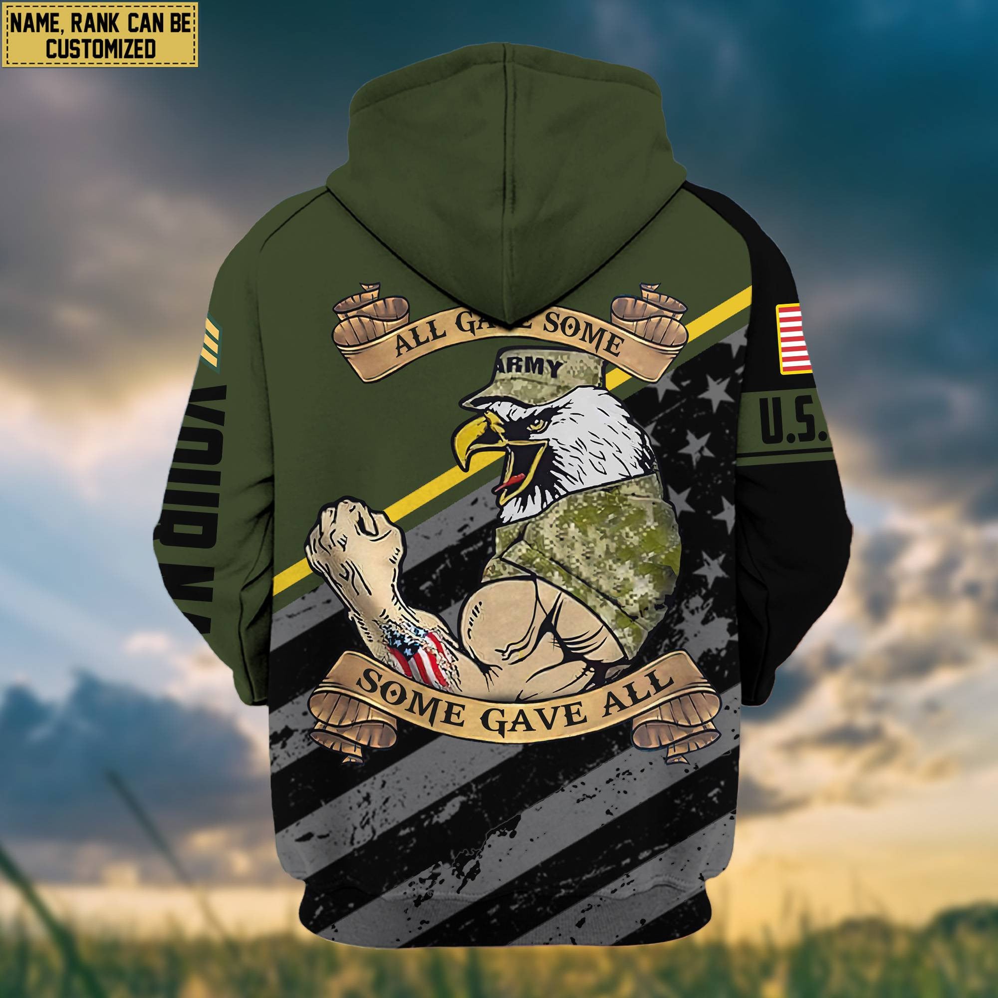 Premium US Army Zip Hoodie VPVC602001, Custom Name, Rank, Gifts For Army Veteran