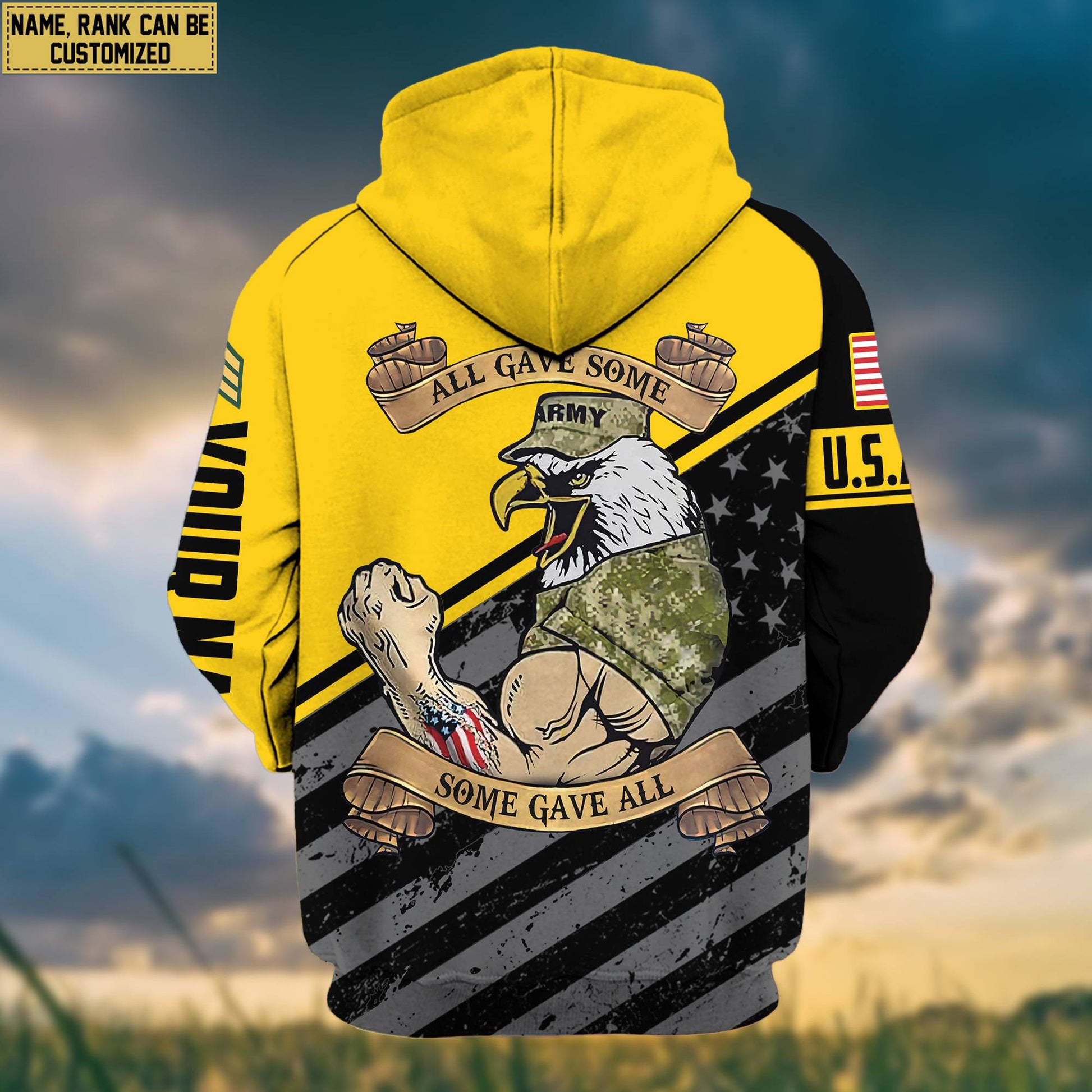 Premium US Army Zip Hoodie VPVC602001, Custom Name, Rank, Gifts For Army Veteran