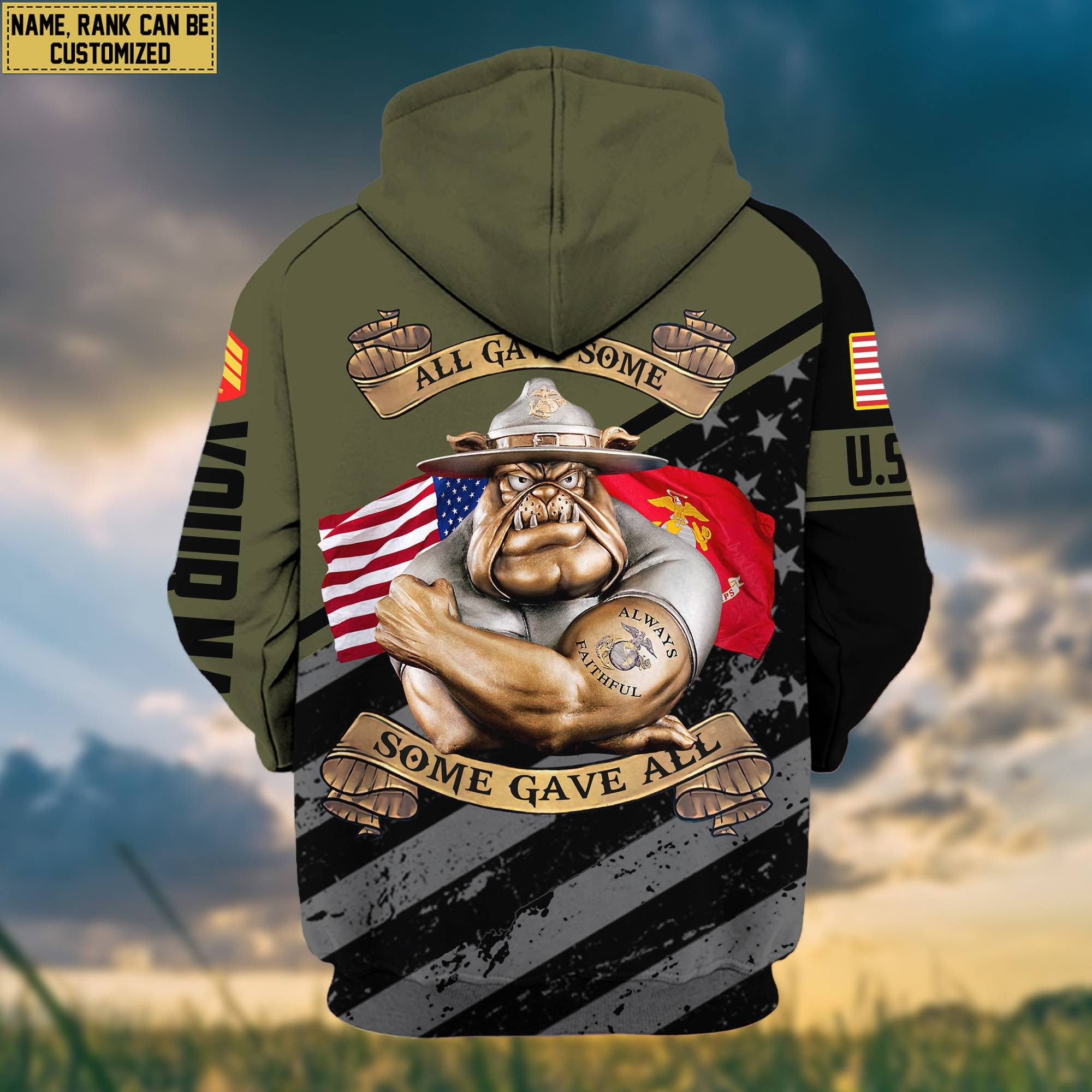 Premium USMC Zip Hoodie VPVC602031, Custom Name, Rank, Gifts For Marine Veteran