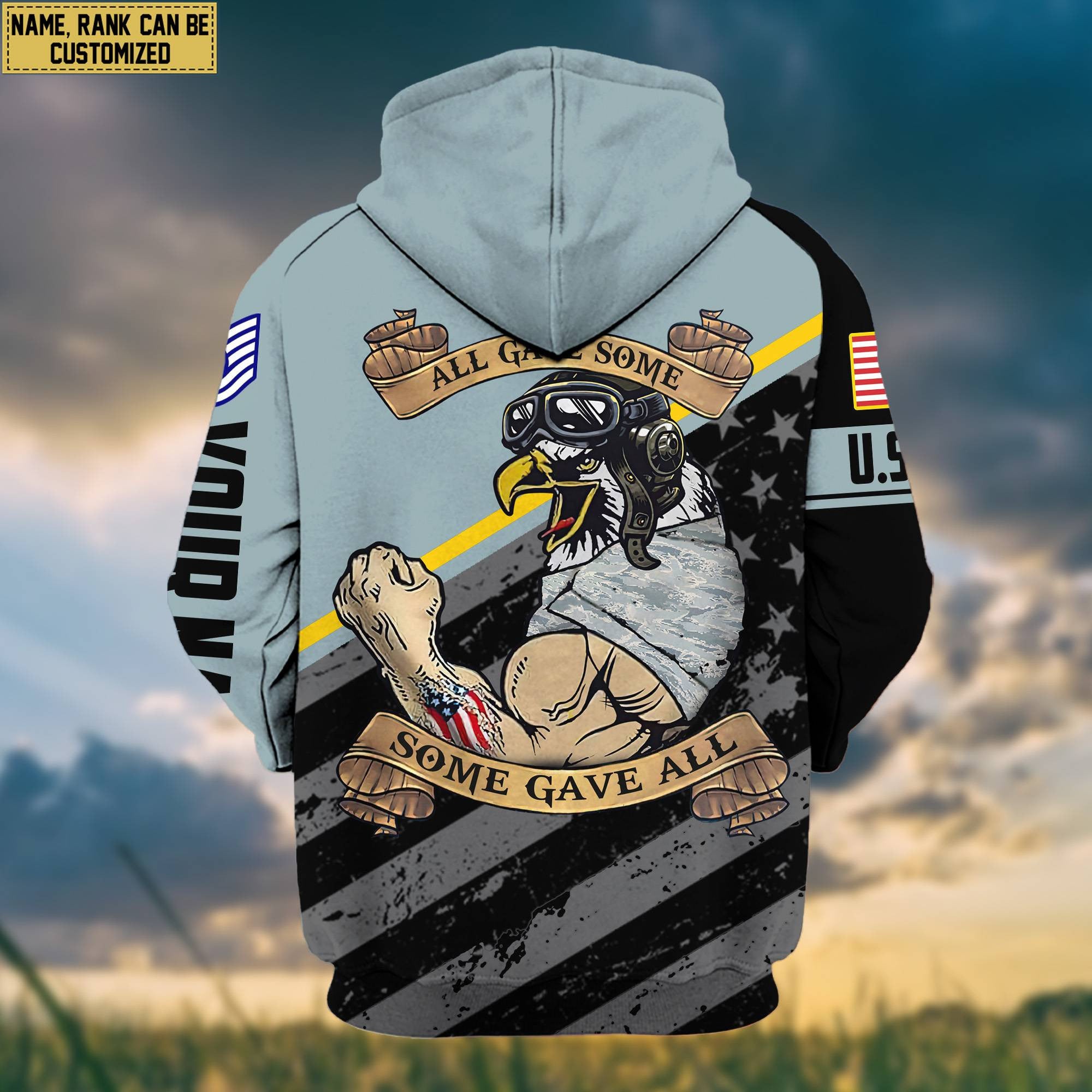 Premium USAF Zip Hoodie VPVC602004, Custom Name, Rank, Gifts For Air Force Veteran, Gifts For Veterans Day