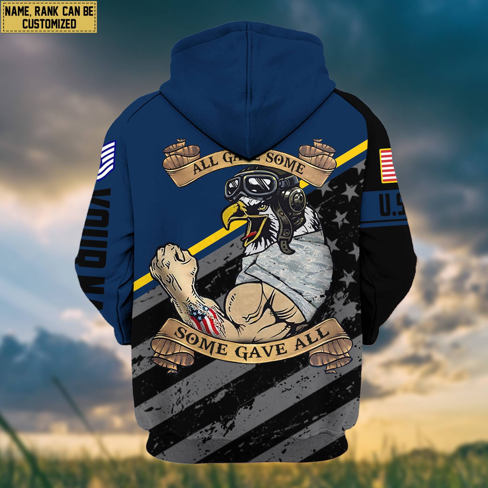 Premium USAF Zip Hoodie VPVC602040, Custom Name, Rank, Gifts For Air Force Veteran, Gifts For Veterans Day