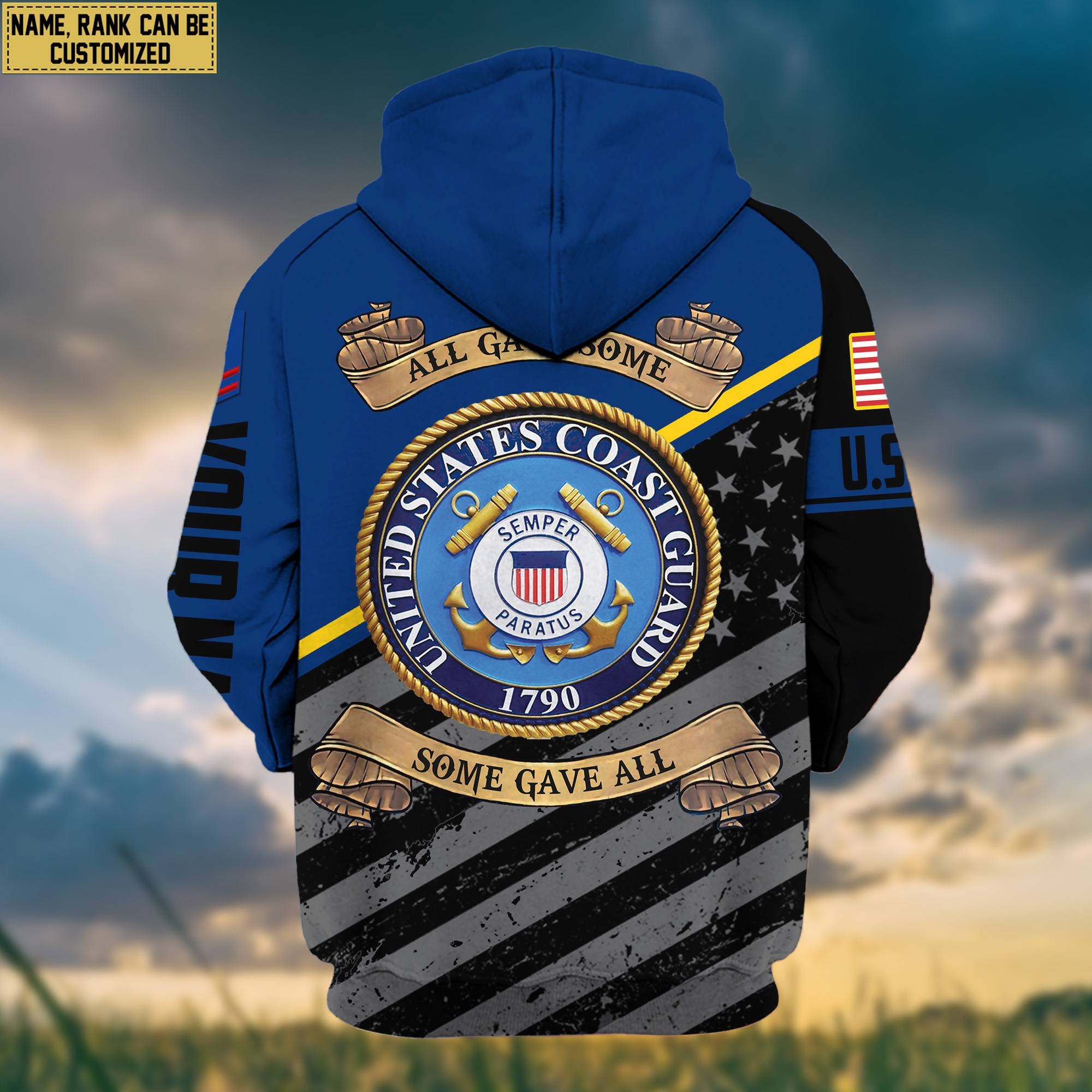 Premium USCG Zip Hoodie VPVC602050, Custom Name, Rank, Gifts For Coast Guard Veteran