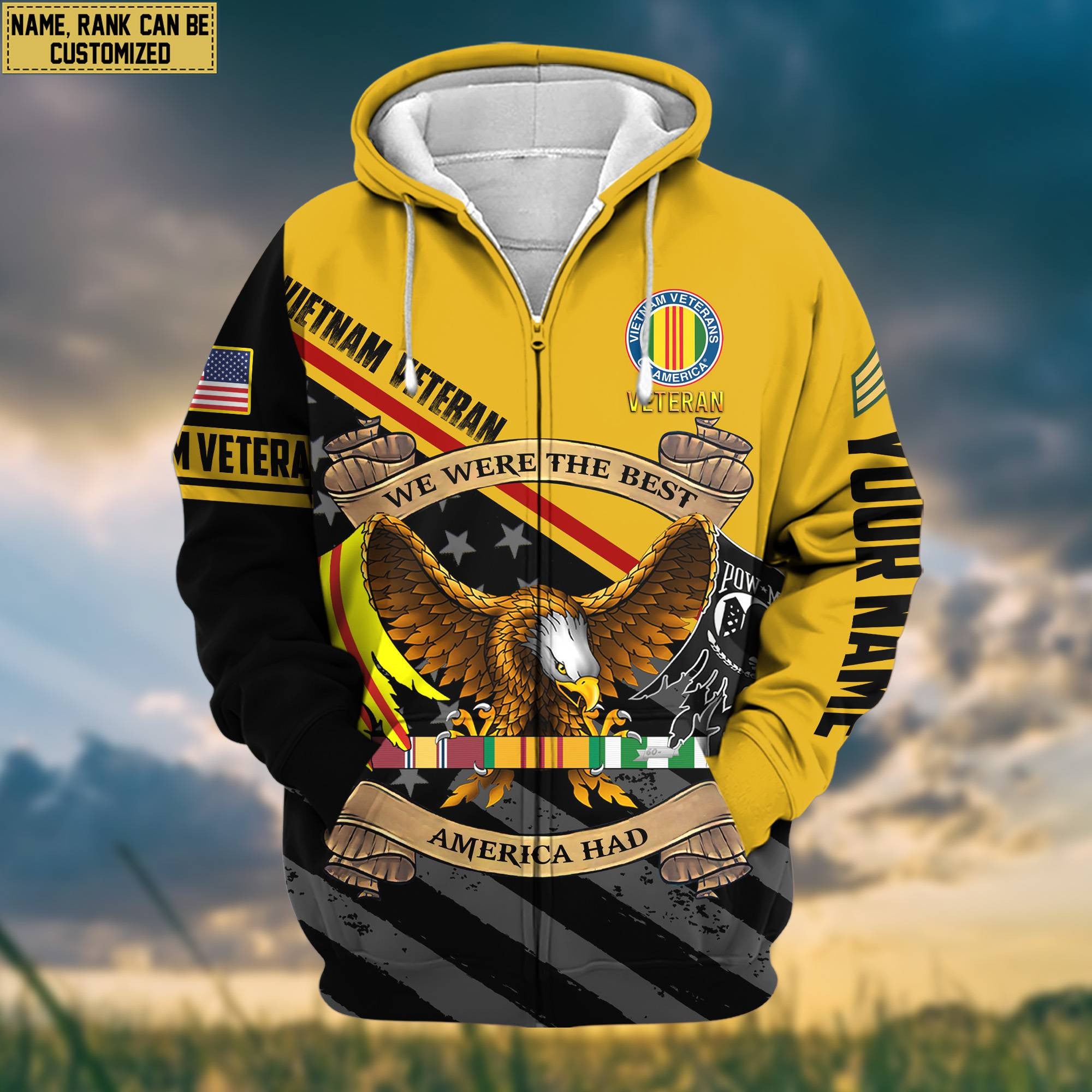 Premium Vietnam Veterans Zip Hoodie VPVC602006, Custom Name, Rank, Gifts For Vietnam Veterans