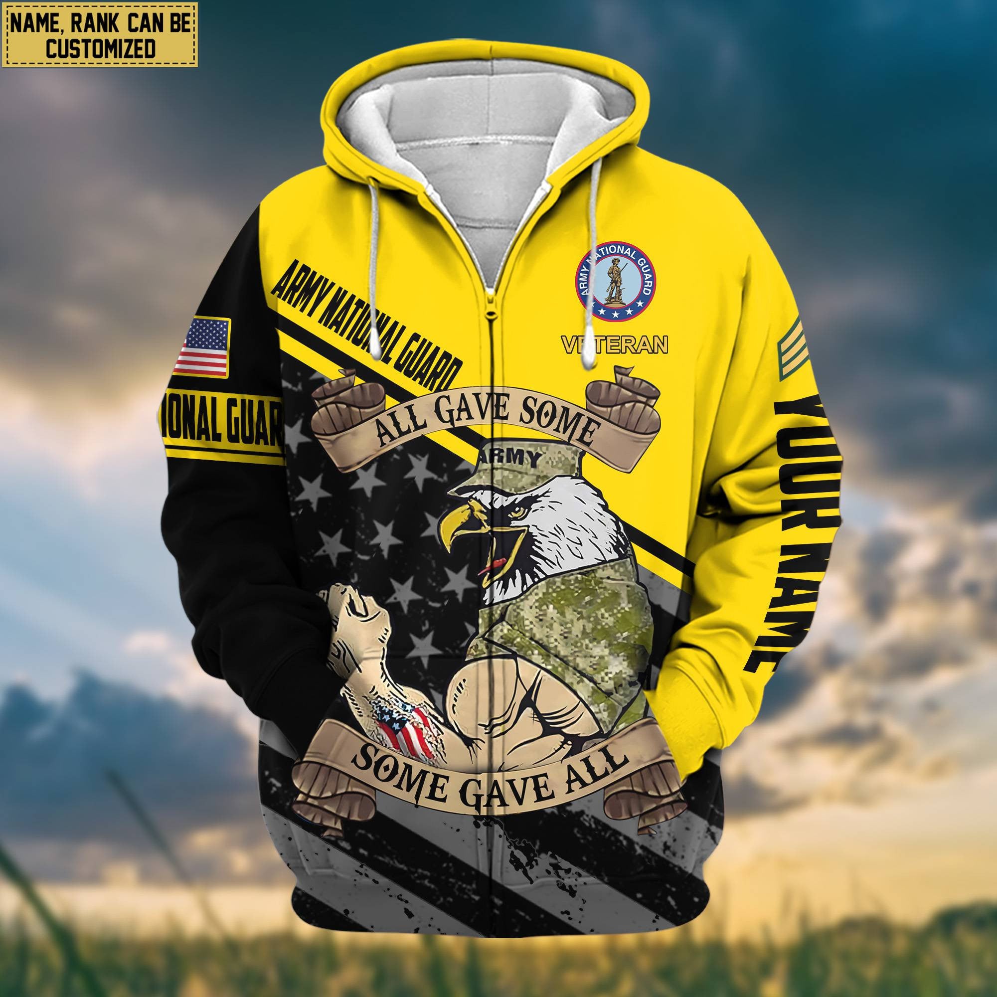 Premium Army National Guard Zip Hoodie VPVC602007, Custom Name, Rank, Gifts For US Veterans