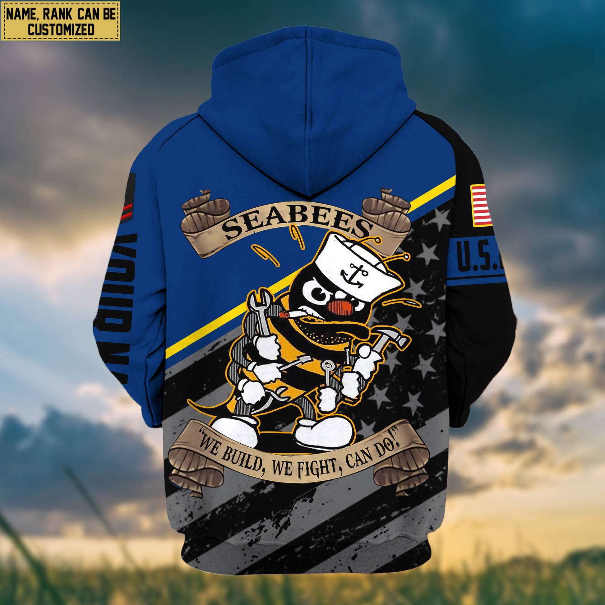 Premium US Seabees Zip Hoodie VPVC602009, Custom Name, Rank, Gifts For US Veterans