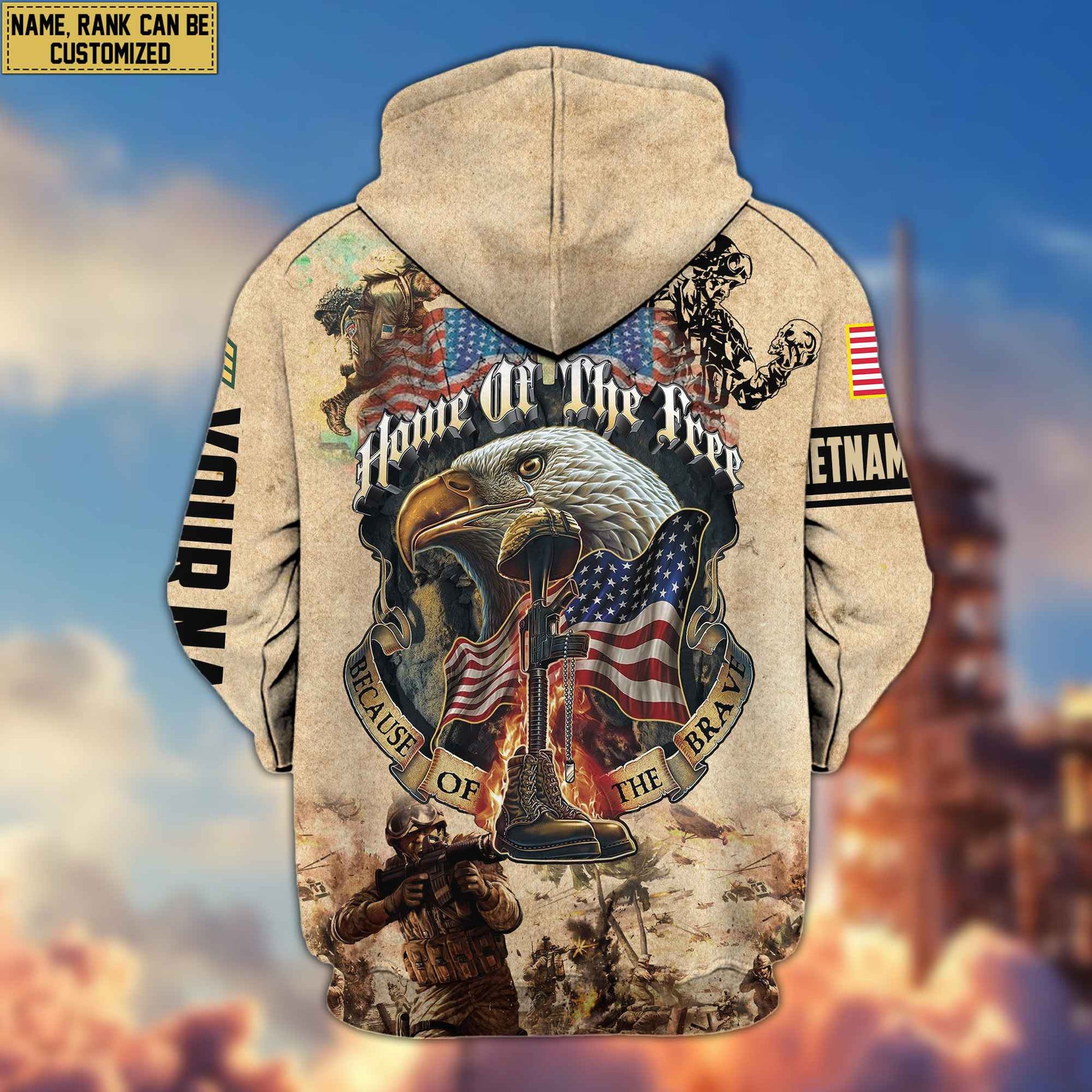 Premium Custom Vietnam Veteran Zip Hoodie VPVC602106, Custom Name, Rank, Gifts For Vietnam Veteran