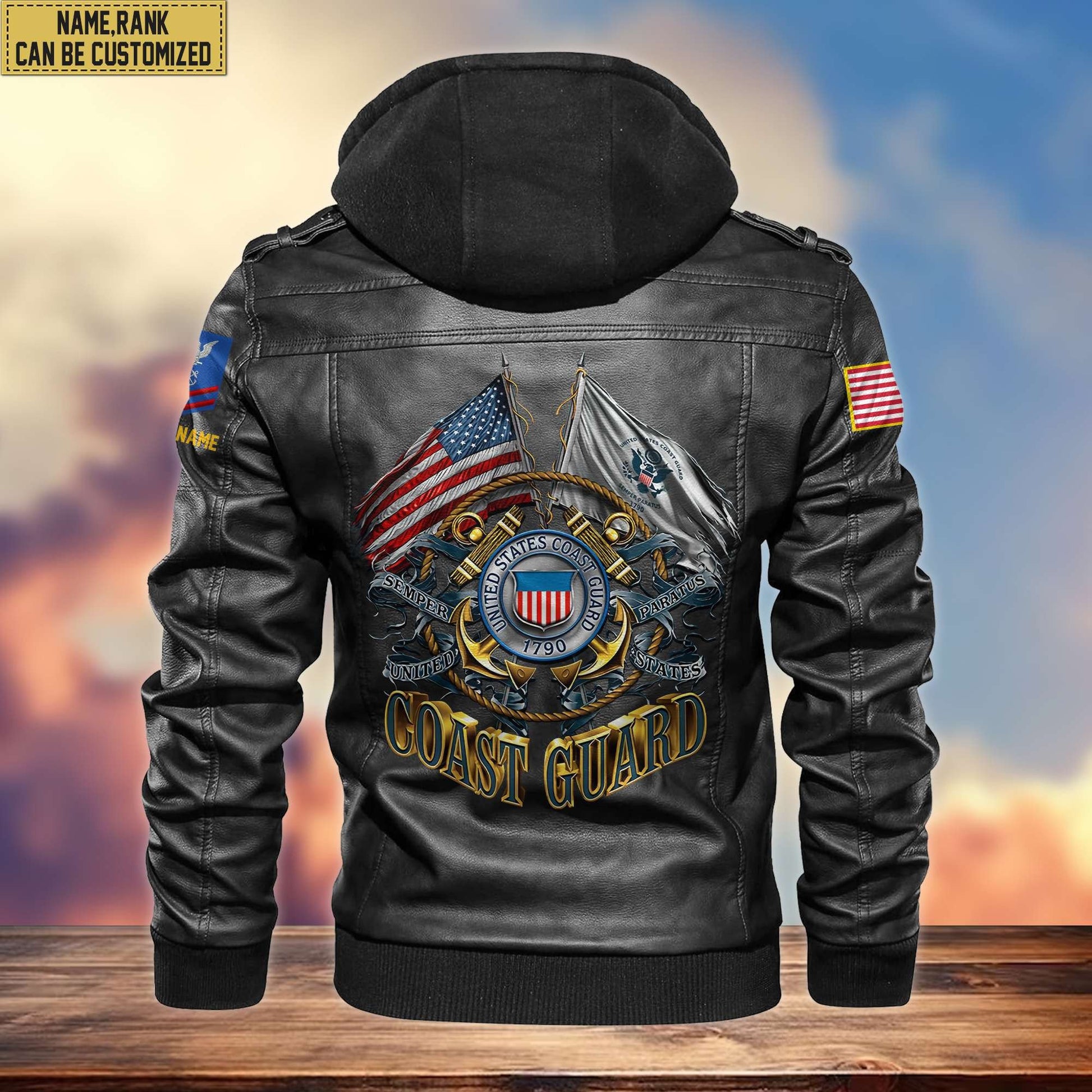 Premium USCG Leather Jacket VPVC700105, Custom Name, Rank, Gifts For Coast Guard Veteran