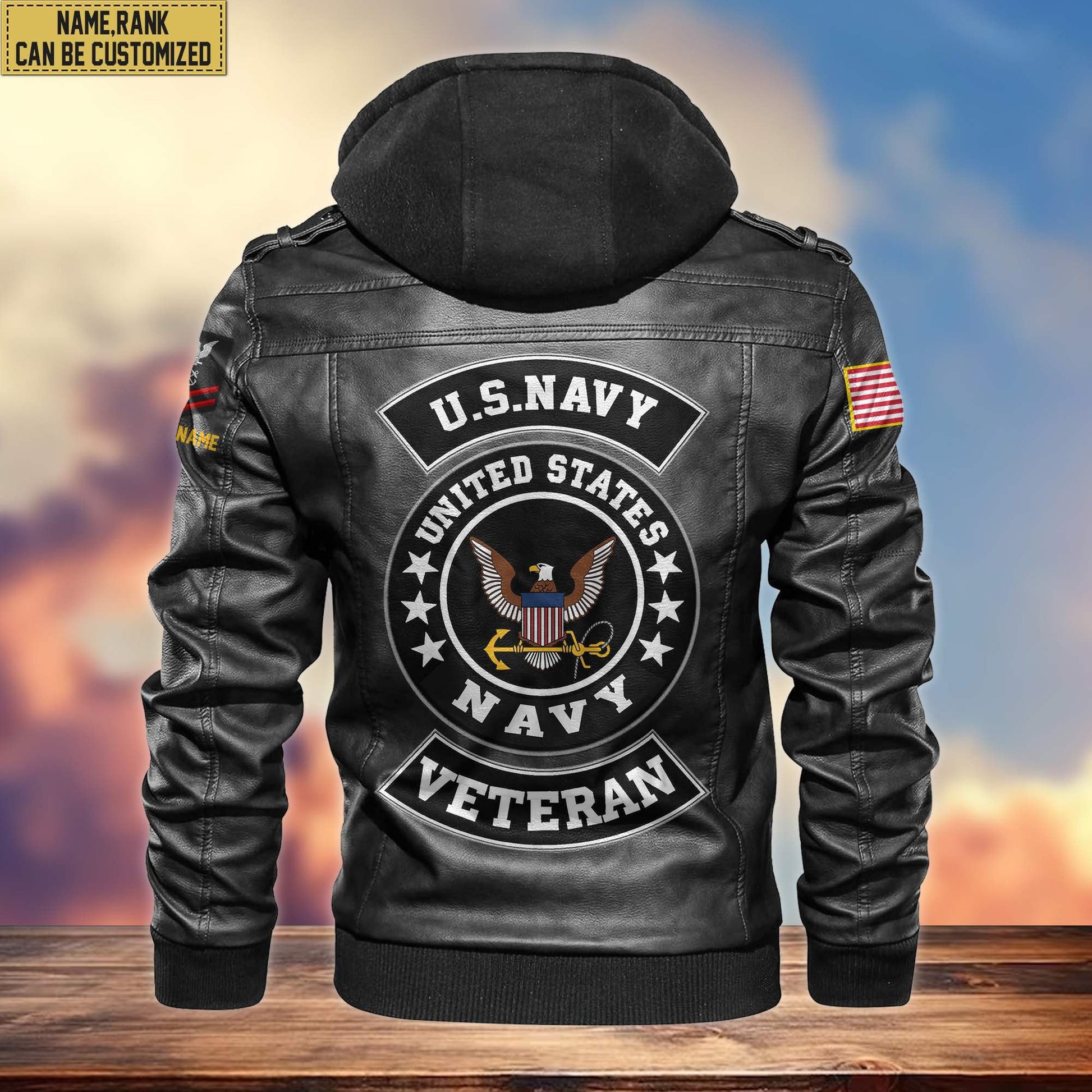 US Navy Leather Jacket VPVC700302, Custom Name, Rank, Gifts For Navy Veteran