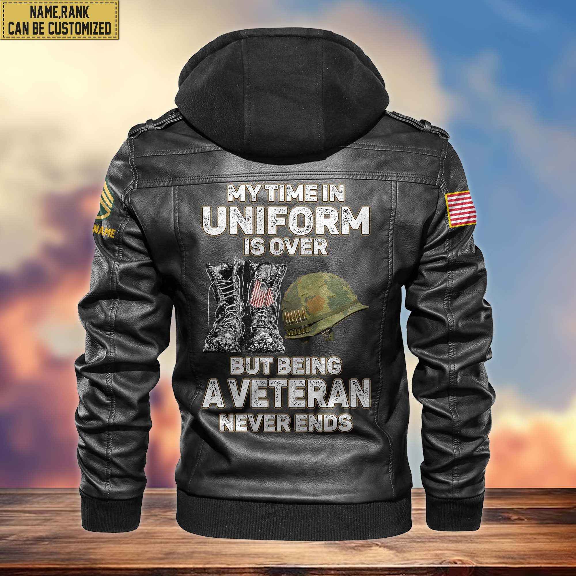 Premium Custom Name, Rank US Veteran Leather Jacket VPVC700507, Gifts For US Veteran