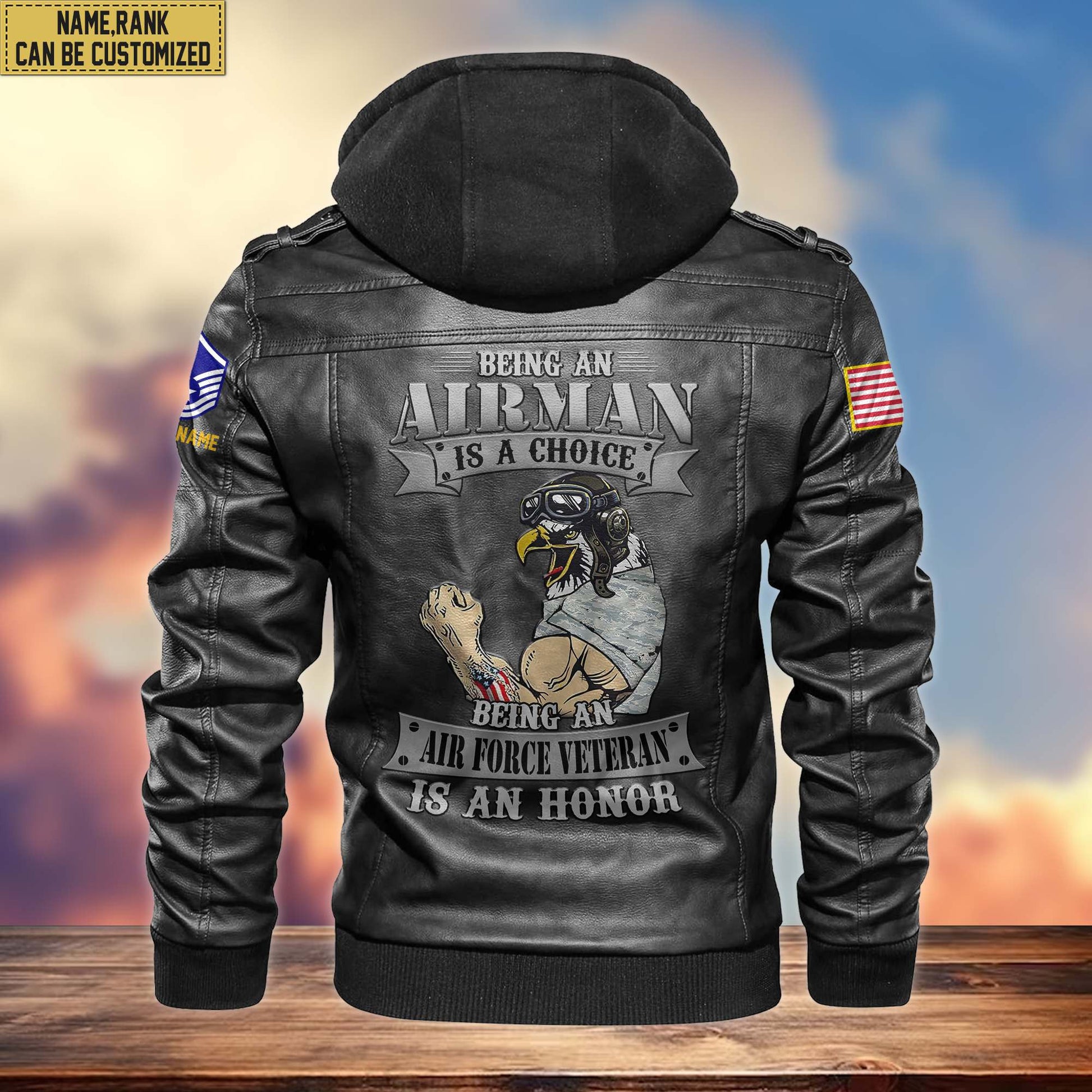 Premium Custom Name, Rank, USAF Leather Jacket VPVC700604, Gifts For Air Force Veteran