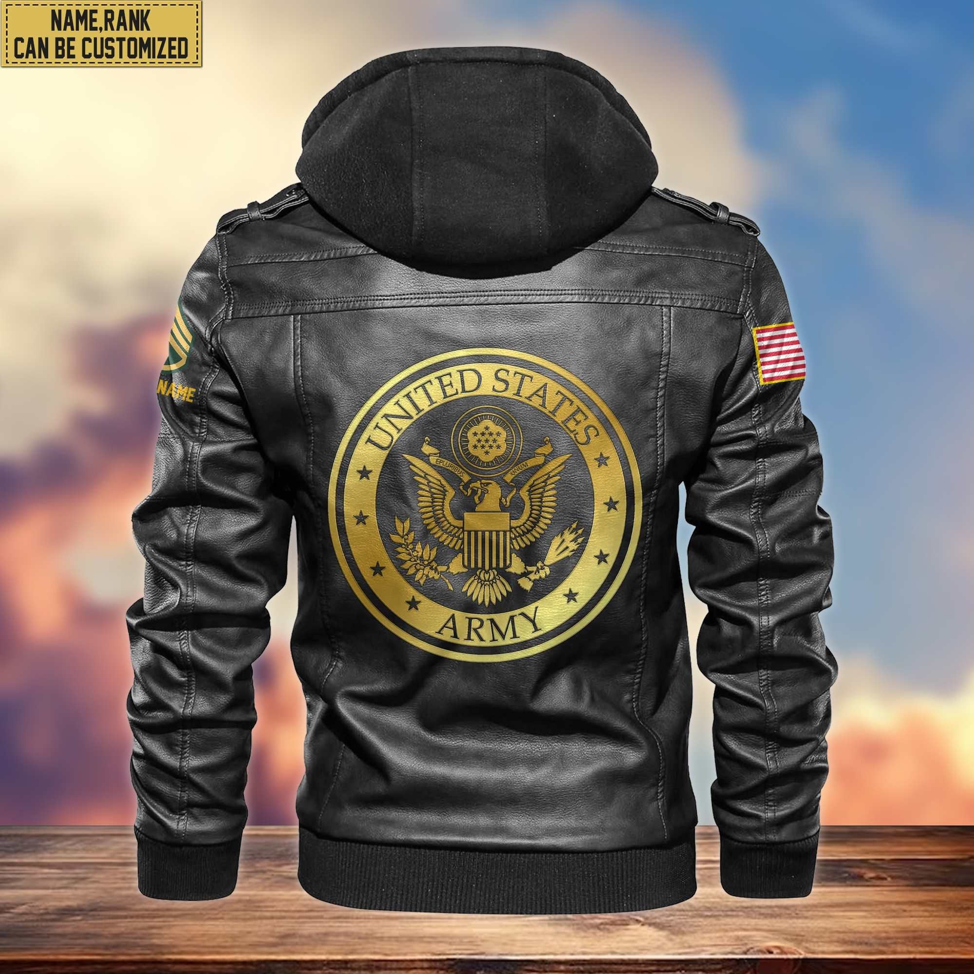 US Army Leather Jacket VPVC700701, Custom Name, Rank, Gifts For Army Veteran