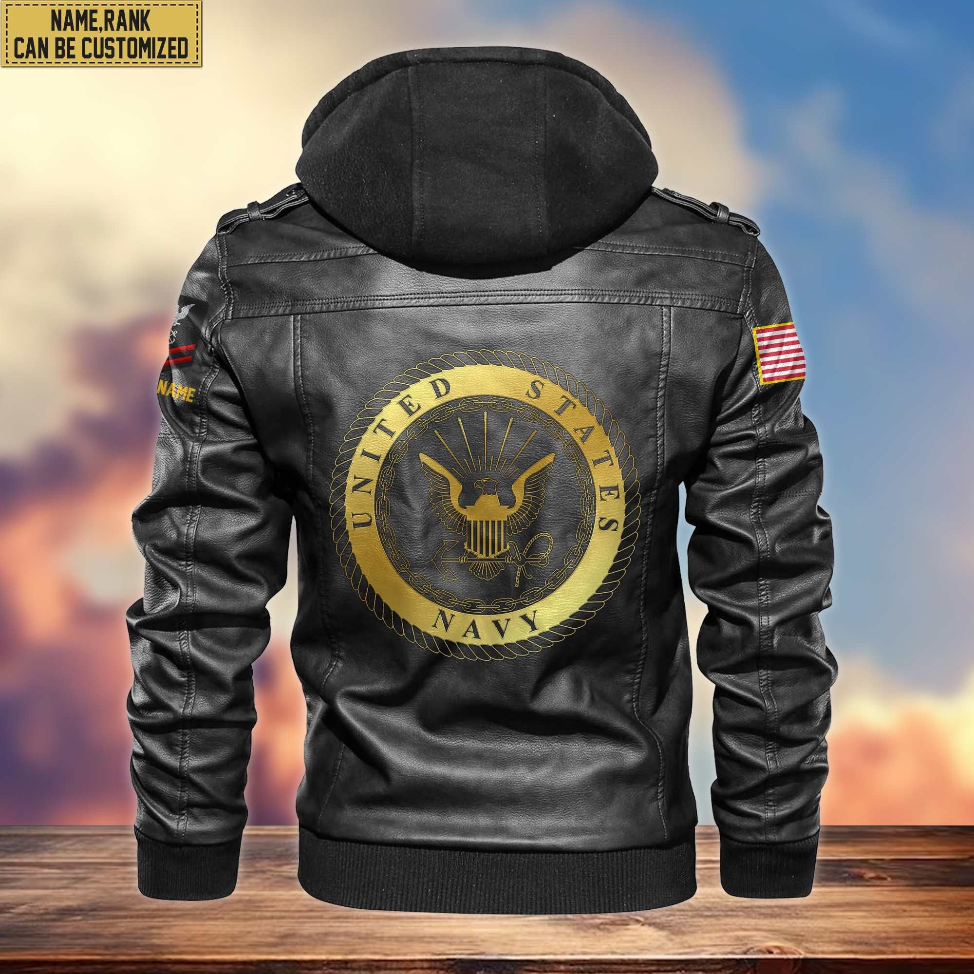 US Navy Leather Jacket VPVC700702, Custom Name, Rank, Gifts For Navy Veteran