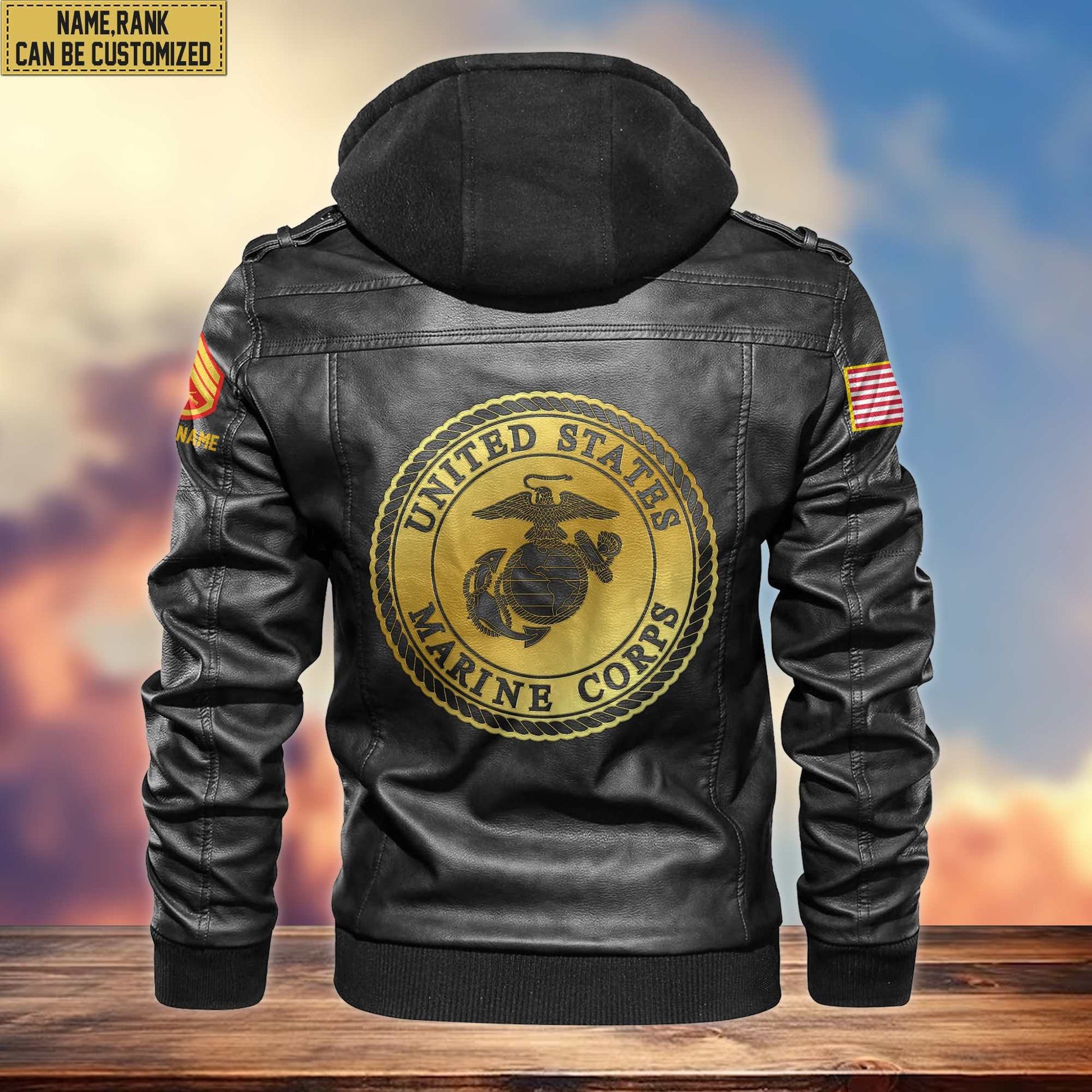 USMC Leather Jacket VPVC700703, Custom Name, Rank, Gifts For Marine Veteran