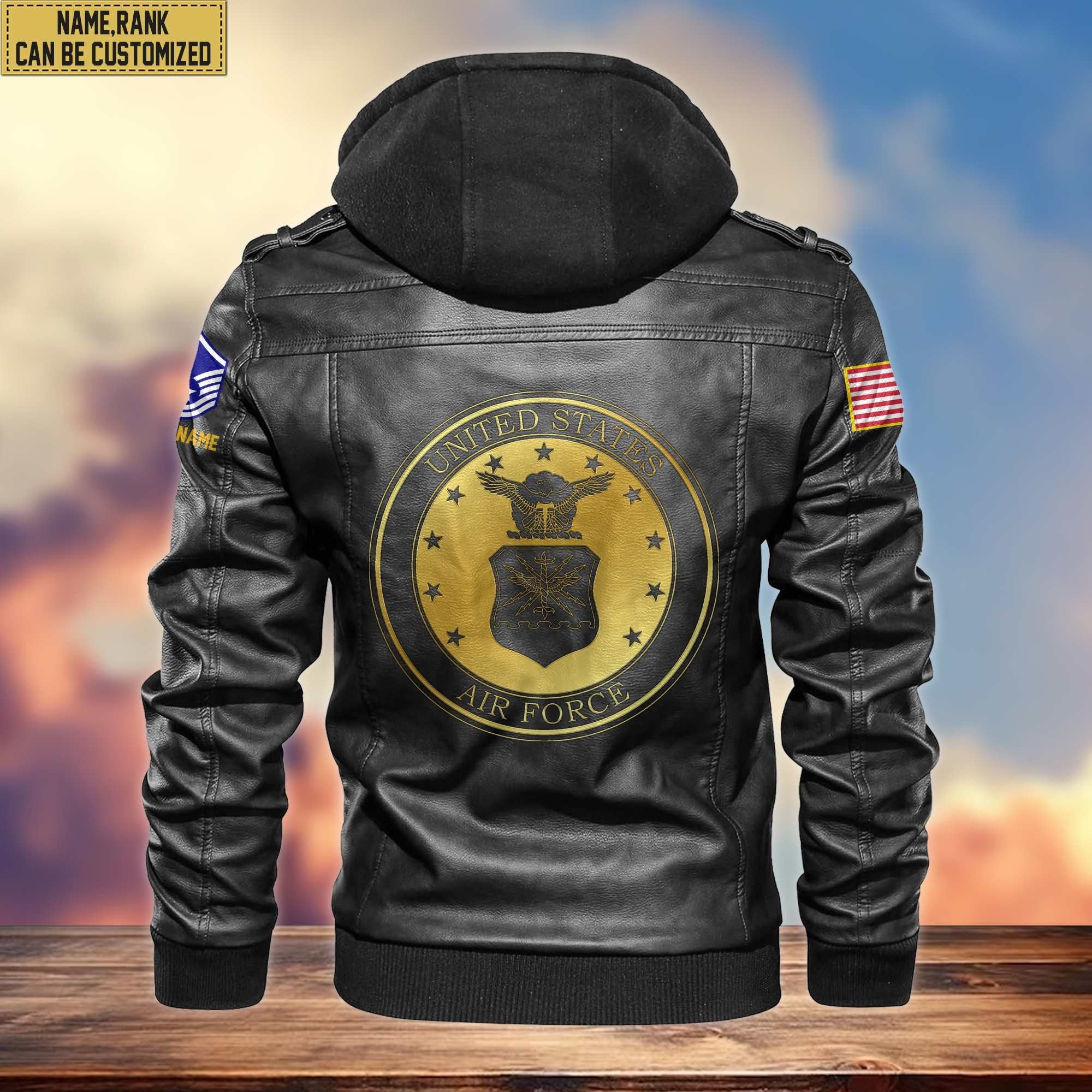 USAF Leather Jacket VPVC700704, Custom Name, Rank, Gifts For Air Force Veteran
