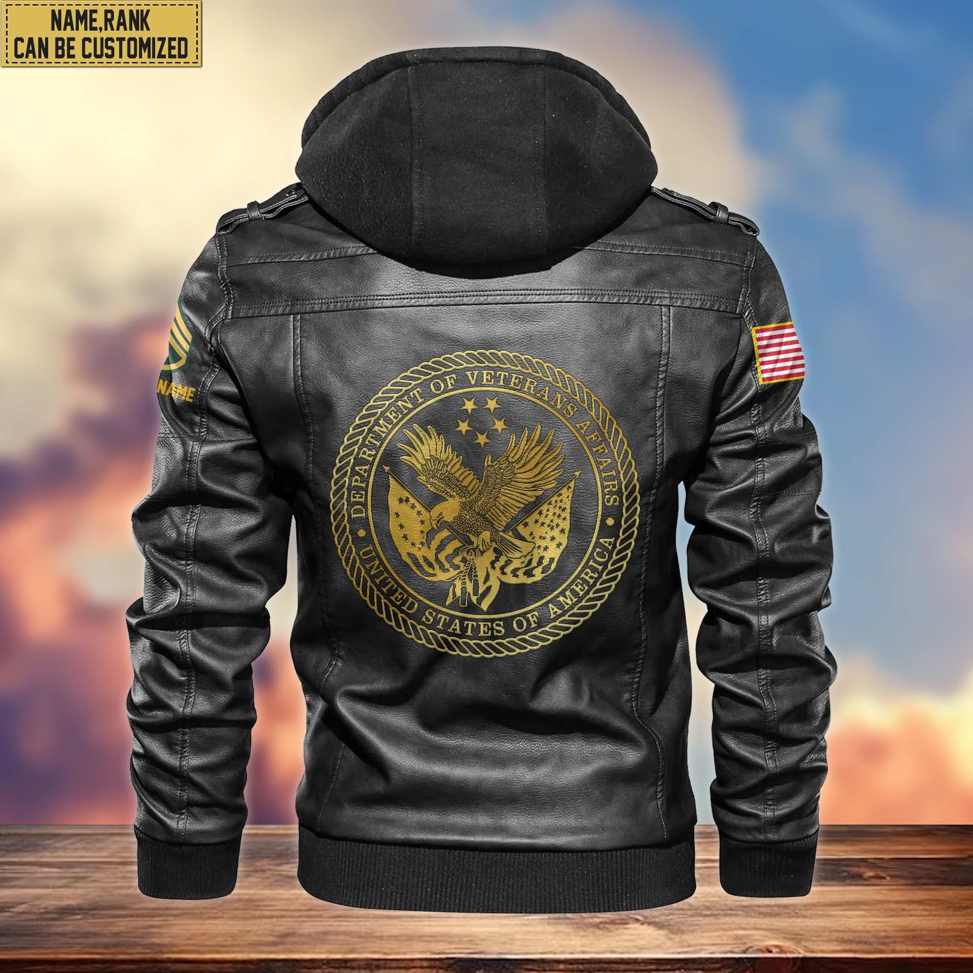 US Veteran Leather Jacket VPVC700707, Custom Name, Rank, Gifts For US Veteran
