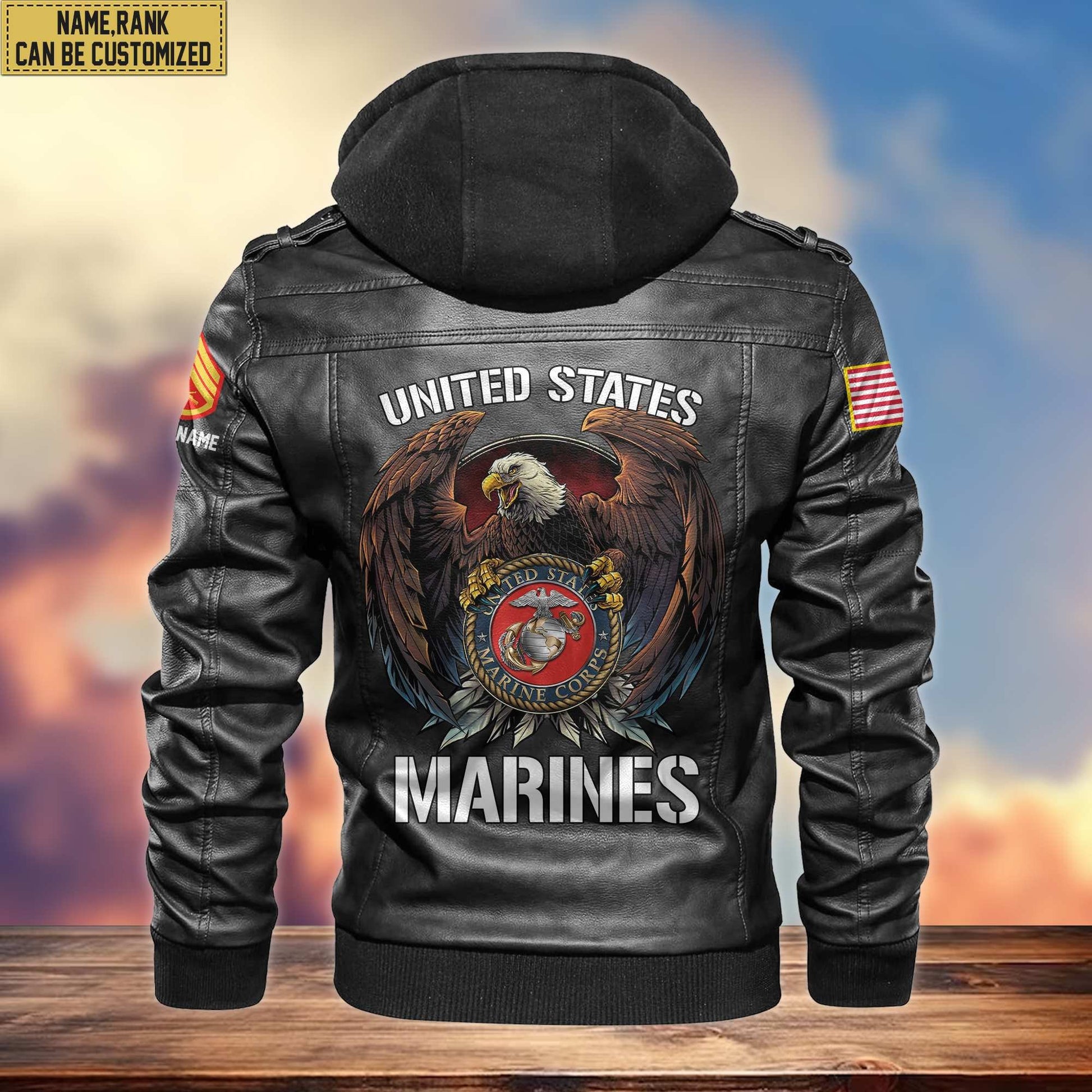 Premium USMC Leather Jacket VPVC700803, Gifts For Marine Veteran