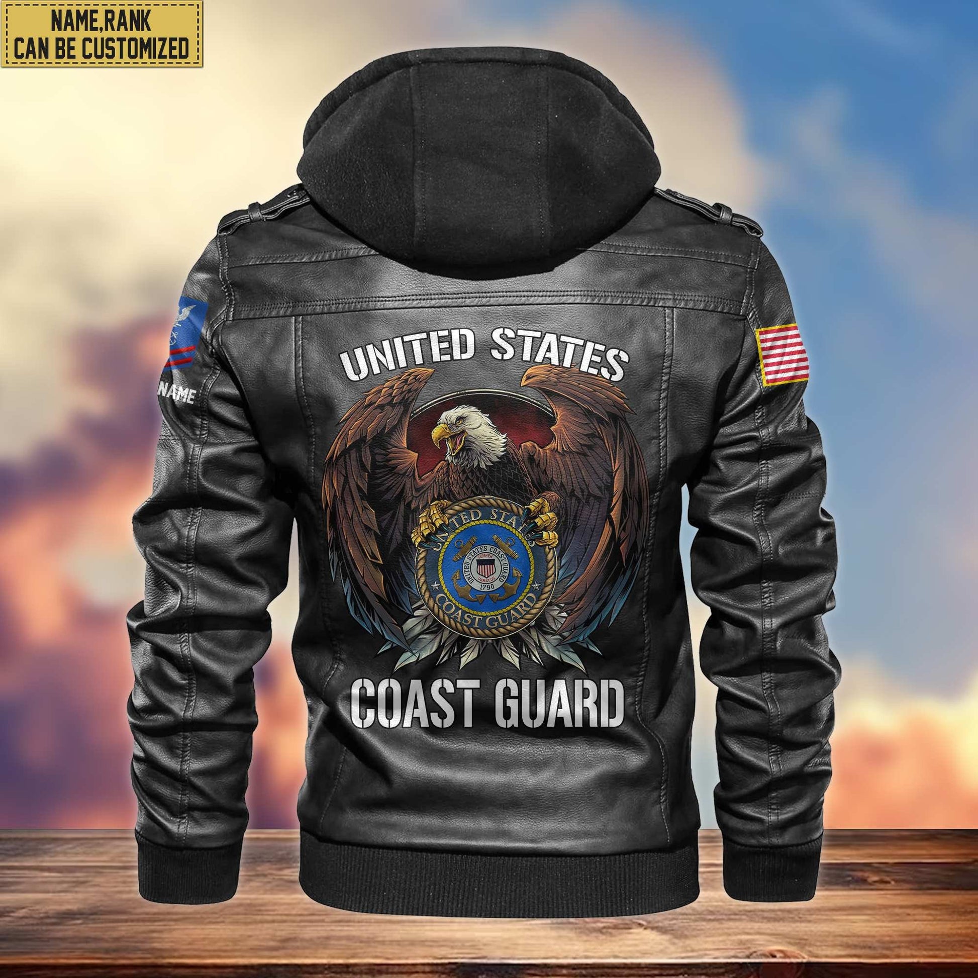 Premium USCG Leather Jacket VPVC700805, Gifts For Coast Guard Veteran