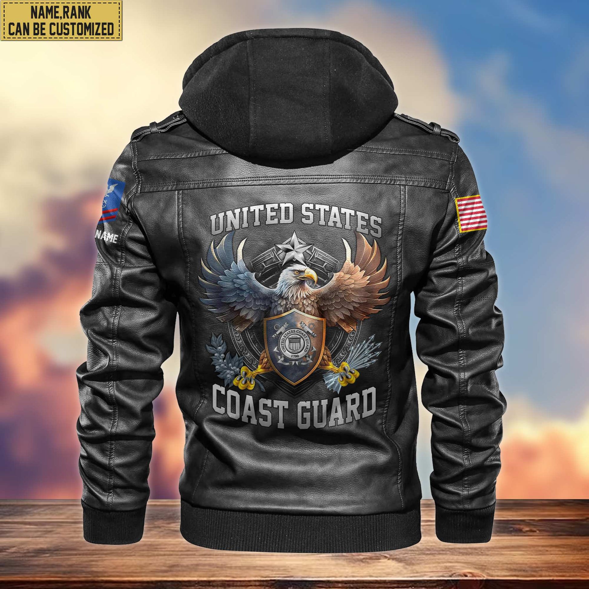 Premium USCG Leather Jacket VPVC700405, Gifts For Coast Guard Veteran