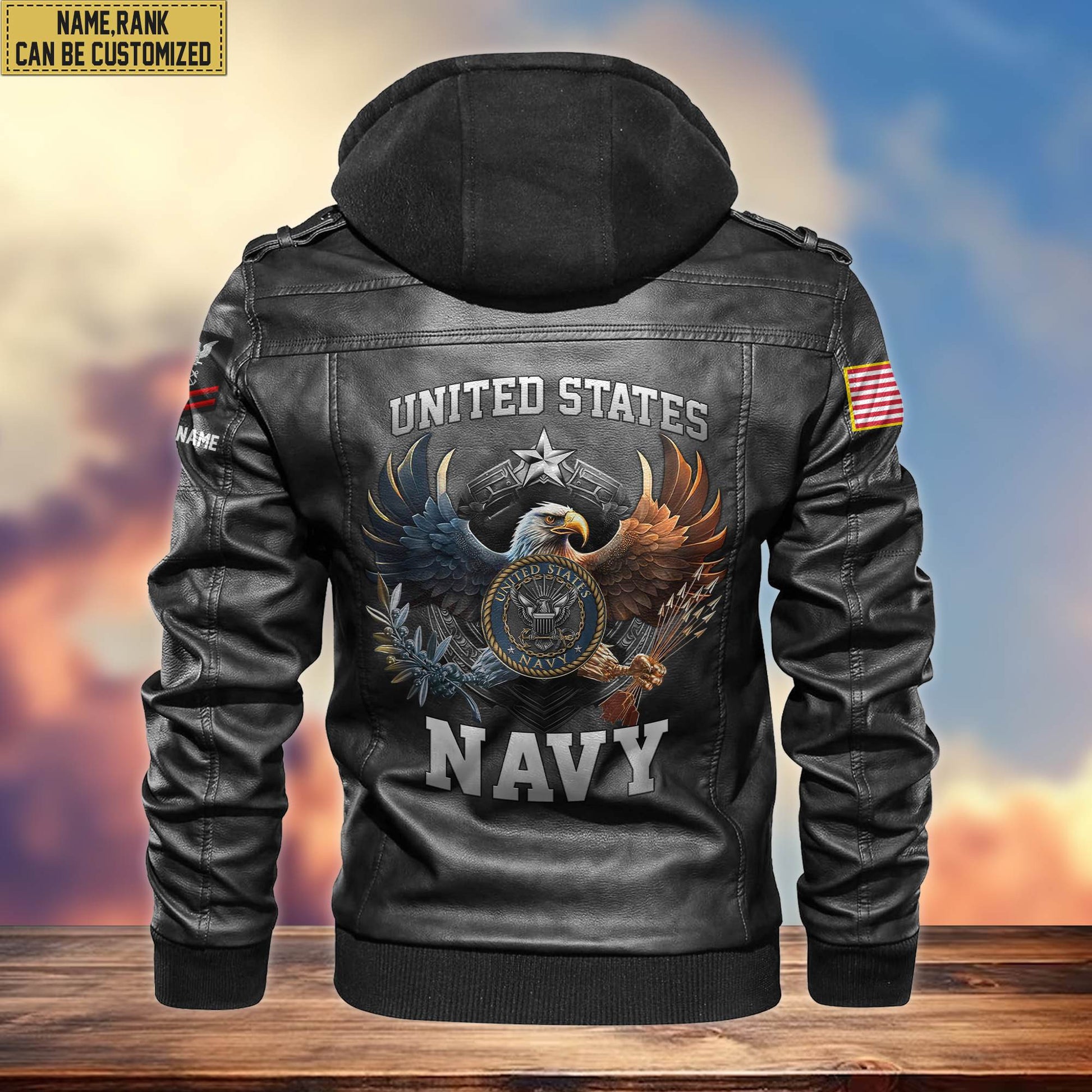 Premium Custom Name, Rank, US Navy Leather Jacket VPVC700902, Gifts For Navy Veteran