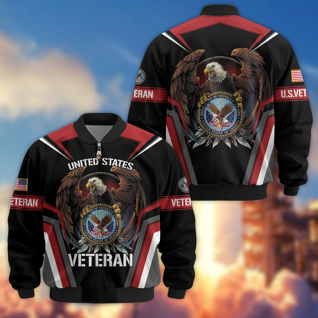 Premium US Veteran Bomber Jacket VPVC800307, Gifts For US Veteran