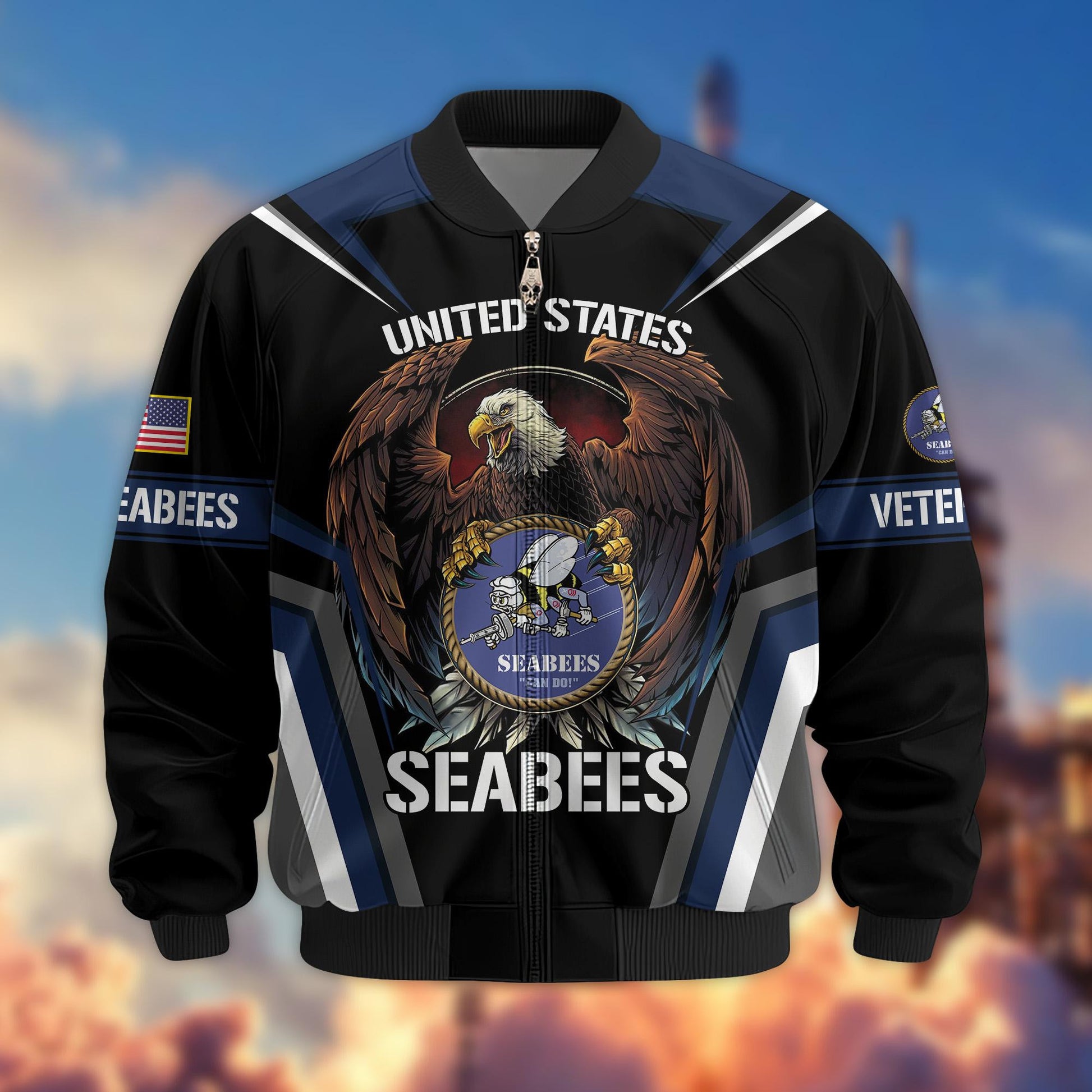 Premium US Seabees Veteran Bomber Jacket VPVC800309, Gifts For Seabees Veteran