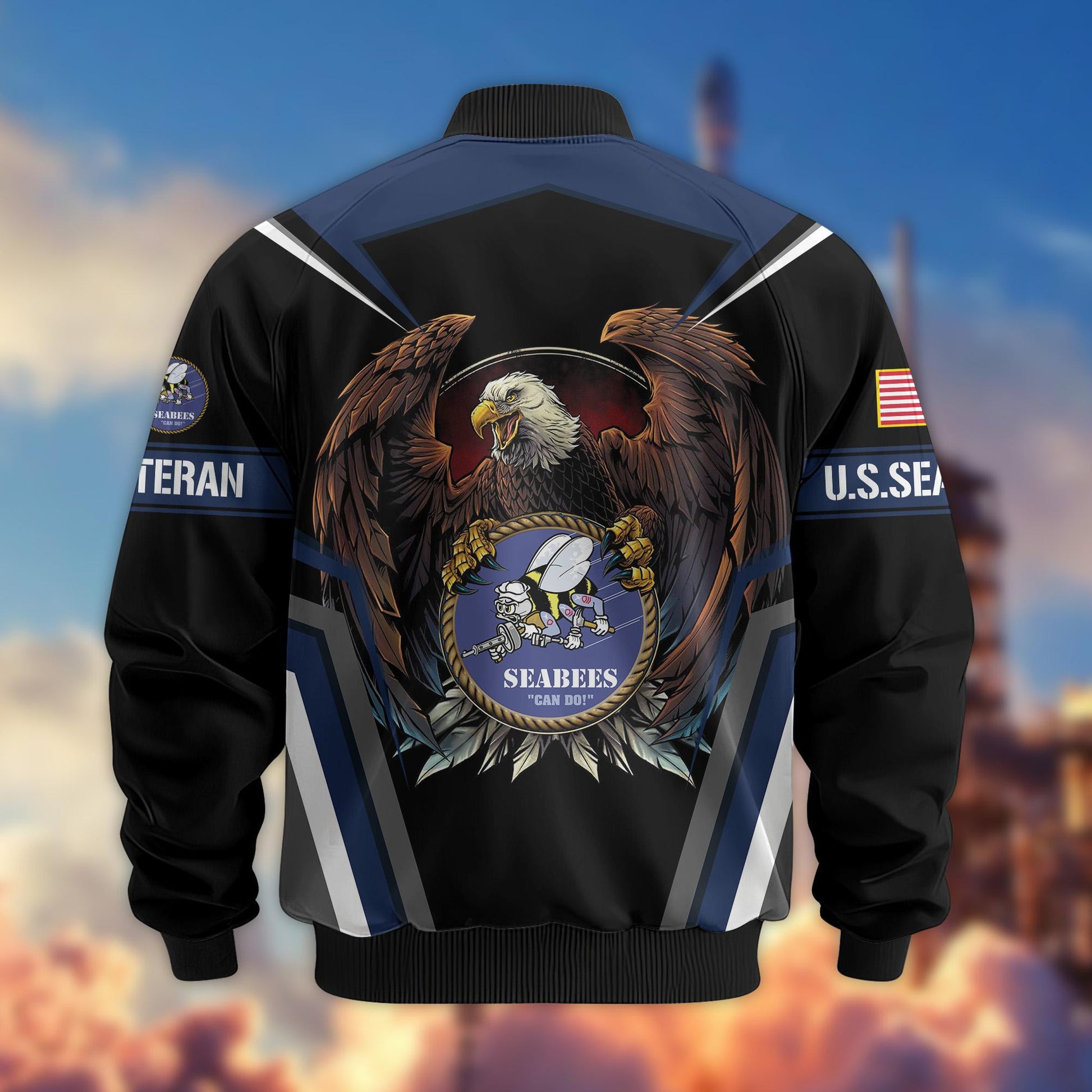 Premium US Seabees Veteran Bomber Jacket VPVC800309, Gifts For Seabees Veteran