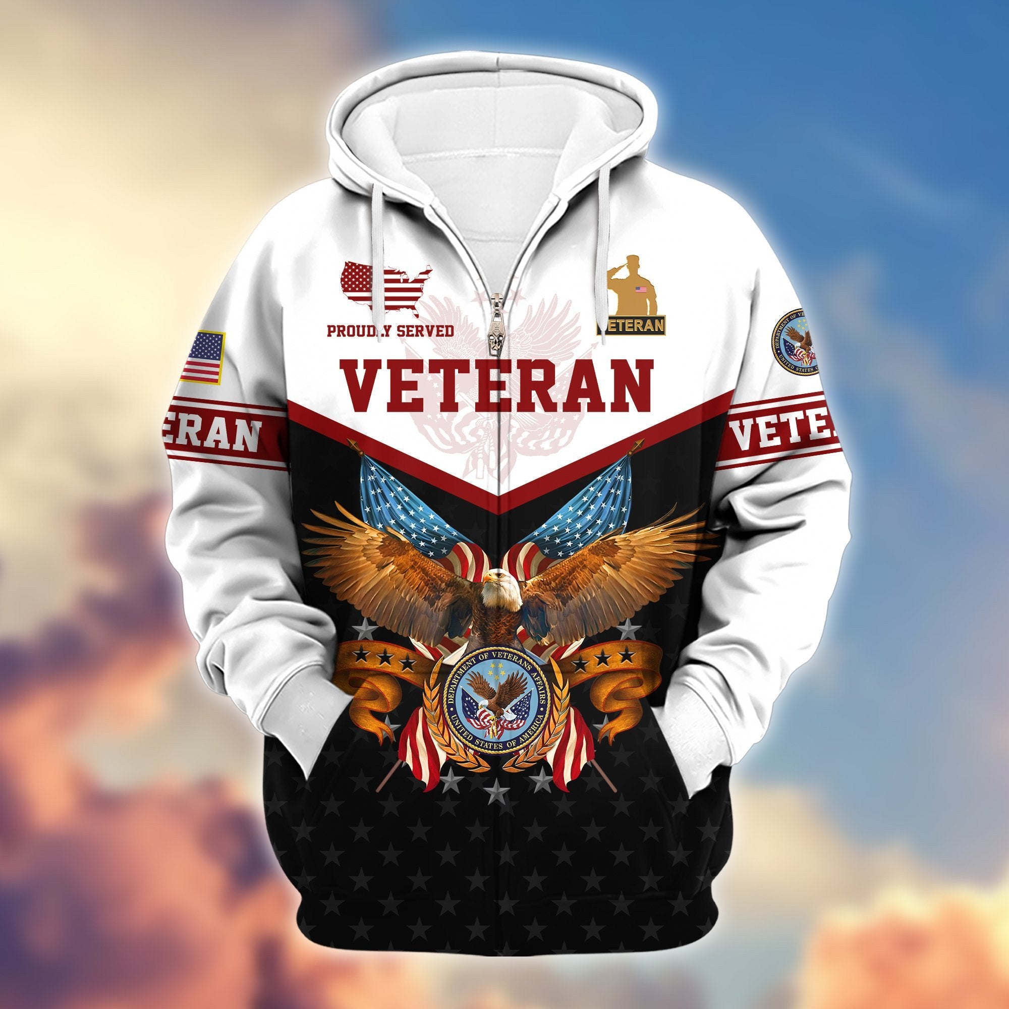 Premium US Veterans Zip Hoodie BPVC130902, Gifts For US Veterans, Gifts For Veterans Day