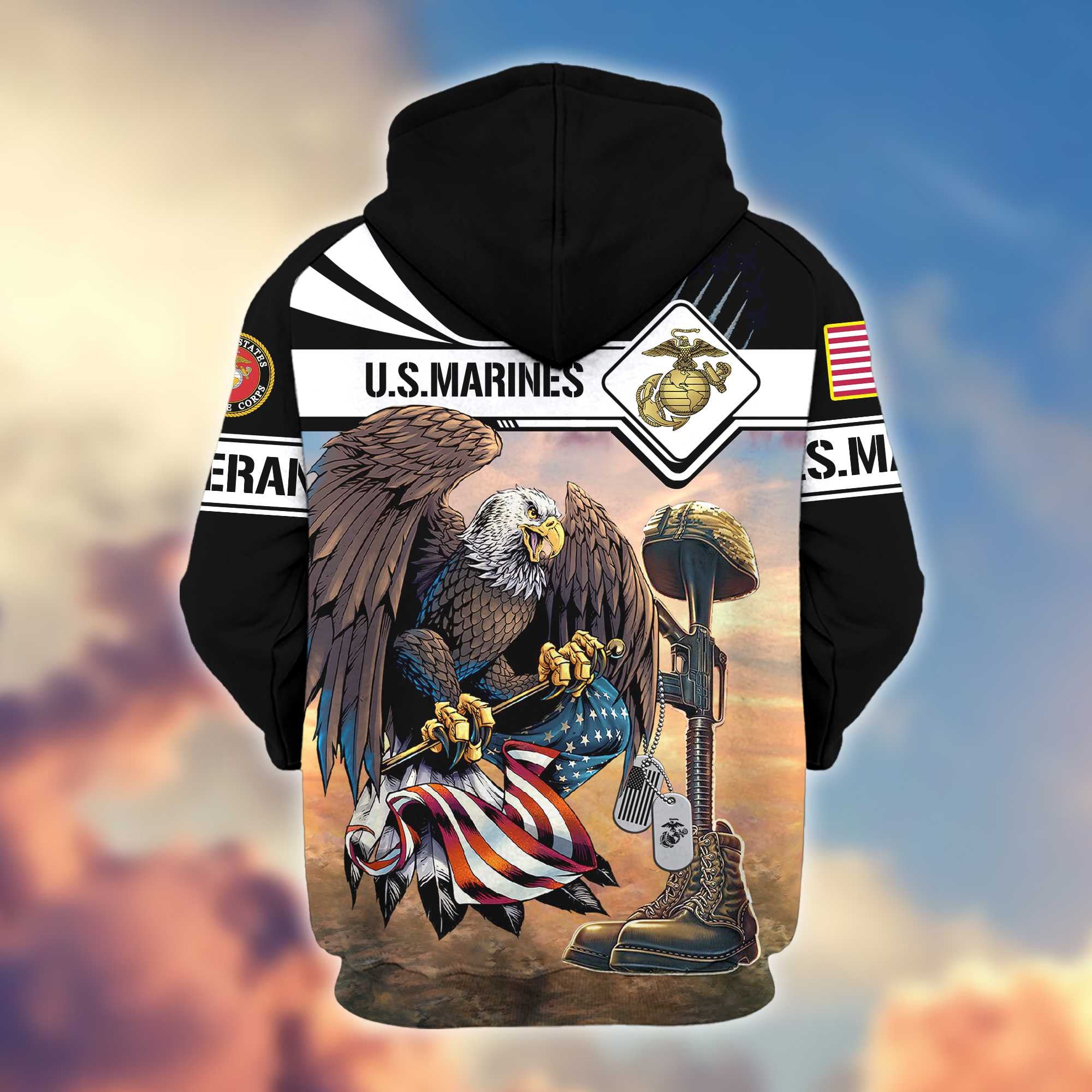 Premium US Marines Veterans Zip Hoodie BPVC160910, Gifts For US Veterans