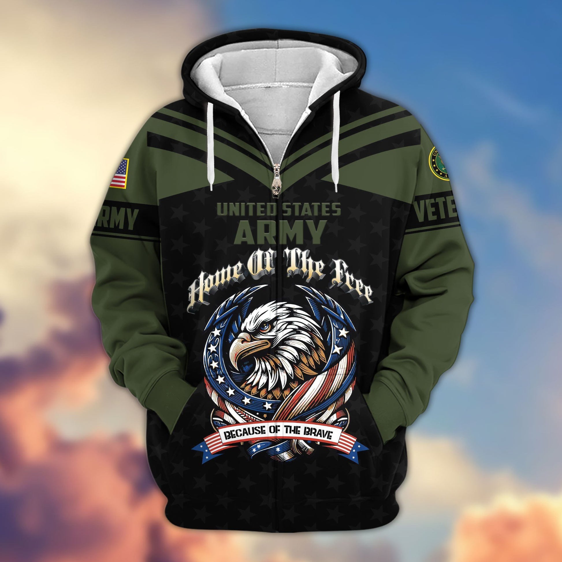 Premium US Veterans Zip Hoodie APHN120911, Gifts For US Veterans, Gifts For Veterans Day, Gifts For Father's Day