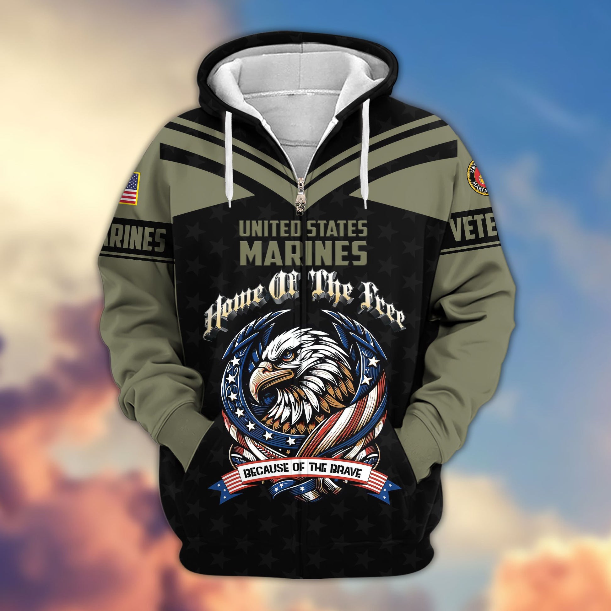 Premium US Veterans Zip Hoodie APHN120911, Gifts For US Veterans, Gifts For Veterans Day, Gifts For Father's Day