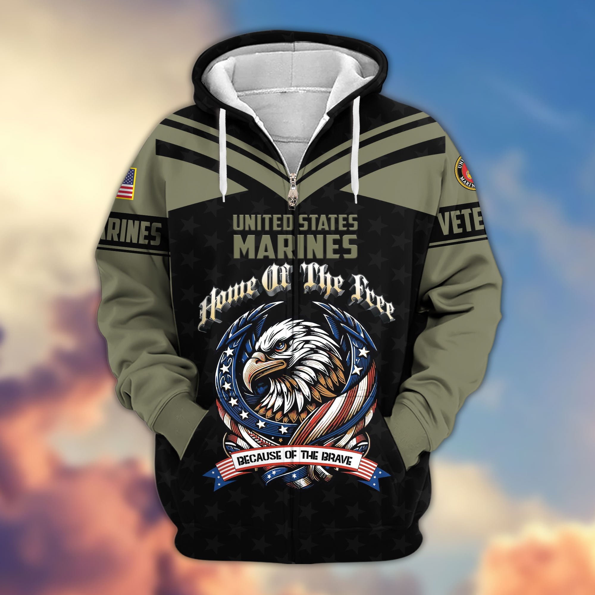 Premium US Veterans Zip Hoodie APHN120911, Gifts For US Veterans, Gifts For Veterans Day, Gifts For Father's Day