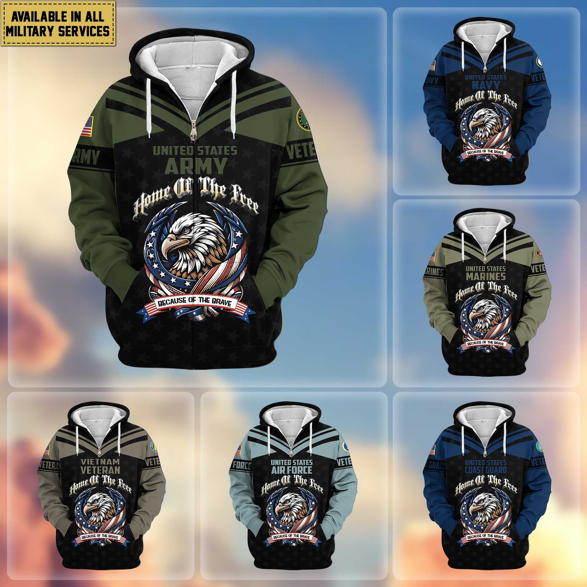 Premium US Veterans Zip Hoodie APHN120911, Gifts For US Veterans, Gifts For Veterans Day, Gifts For Father's Day