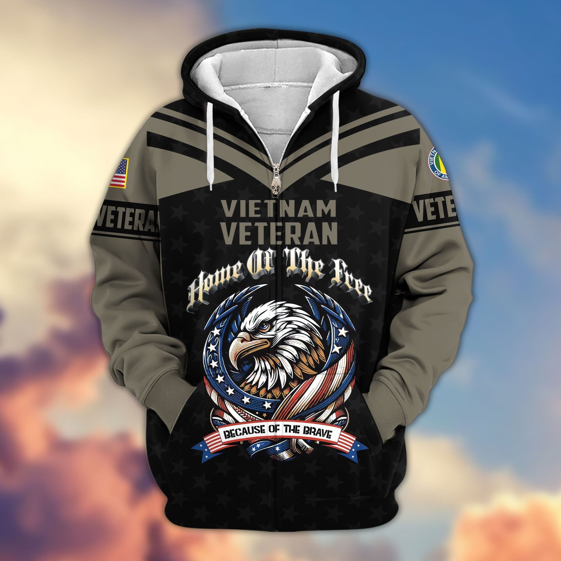 Premium US Veterans Zip Hoodie APHN120911, Gifts For US Veterans, Gifts For Veterans Day, Gifts For Father's Day
