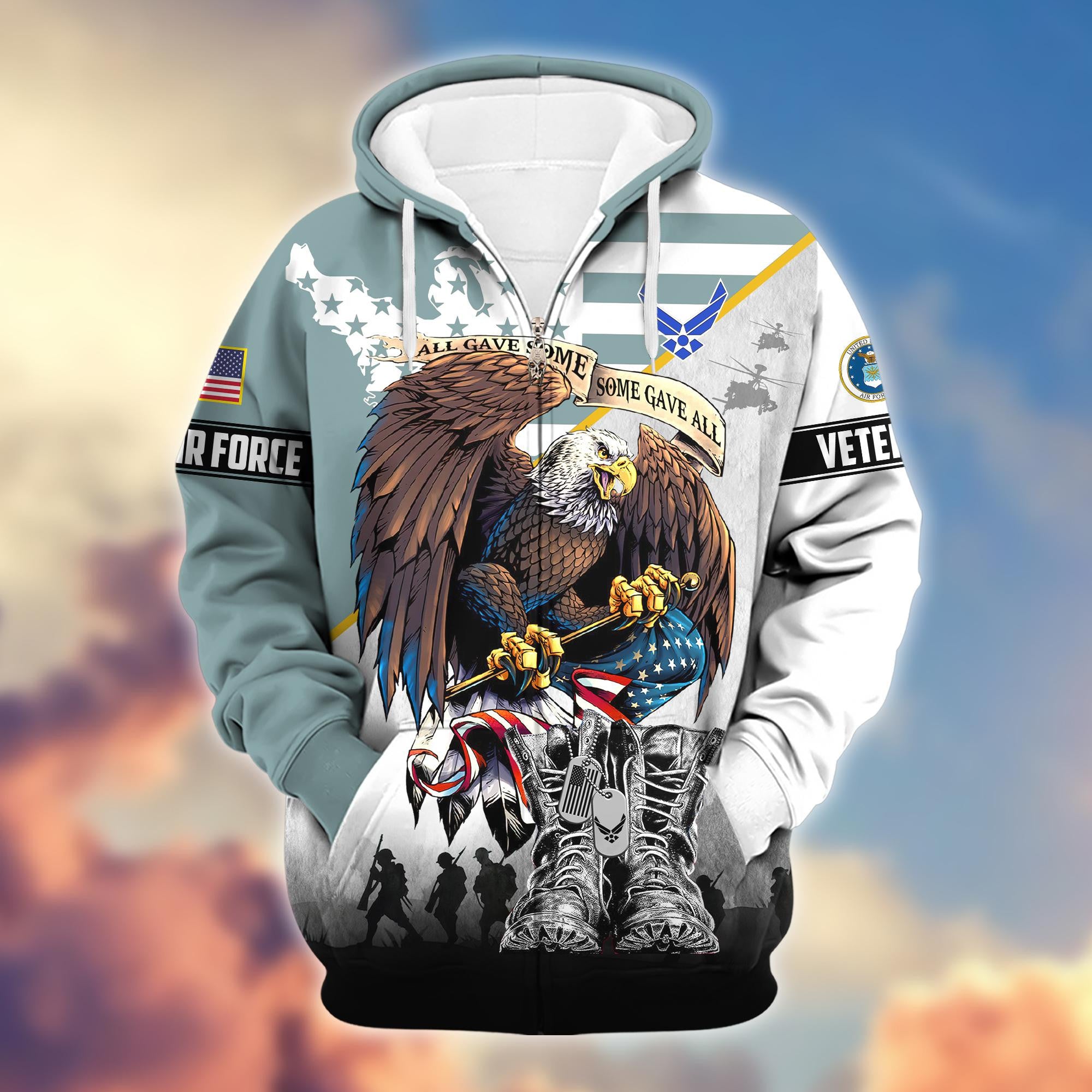Premium All Gave Some Some Gave All US Veterans Zip Hoodie BPVC130903, Gifts For US Veterans, Gifts For Veterans Day