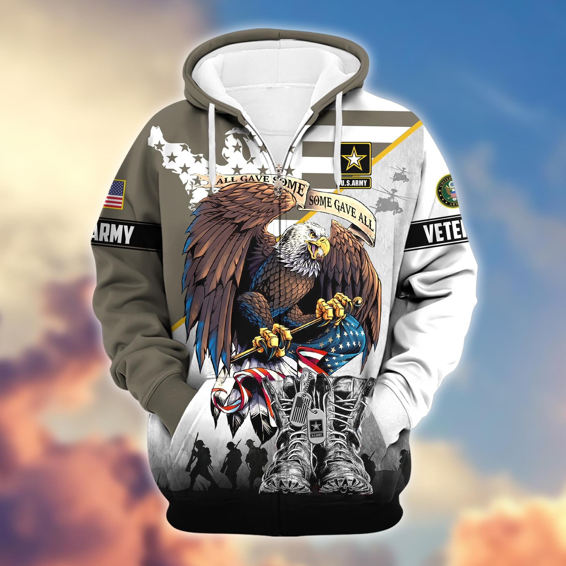 Premium All Gave Some Some Gave All US Veterans Zip Hoodie BPVC130903, Gifts For US Veterans, Gifts For Veterans Day