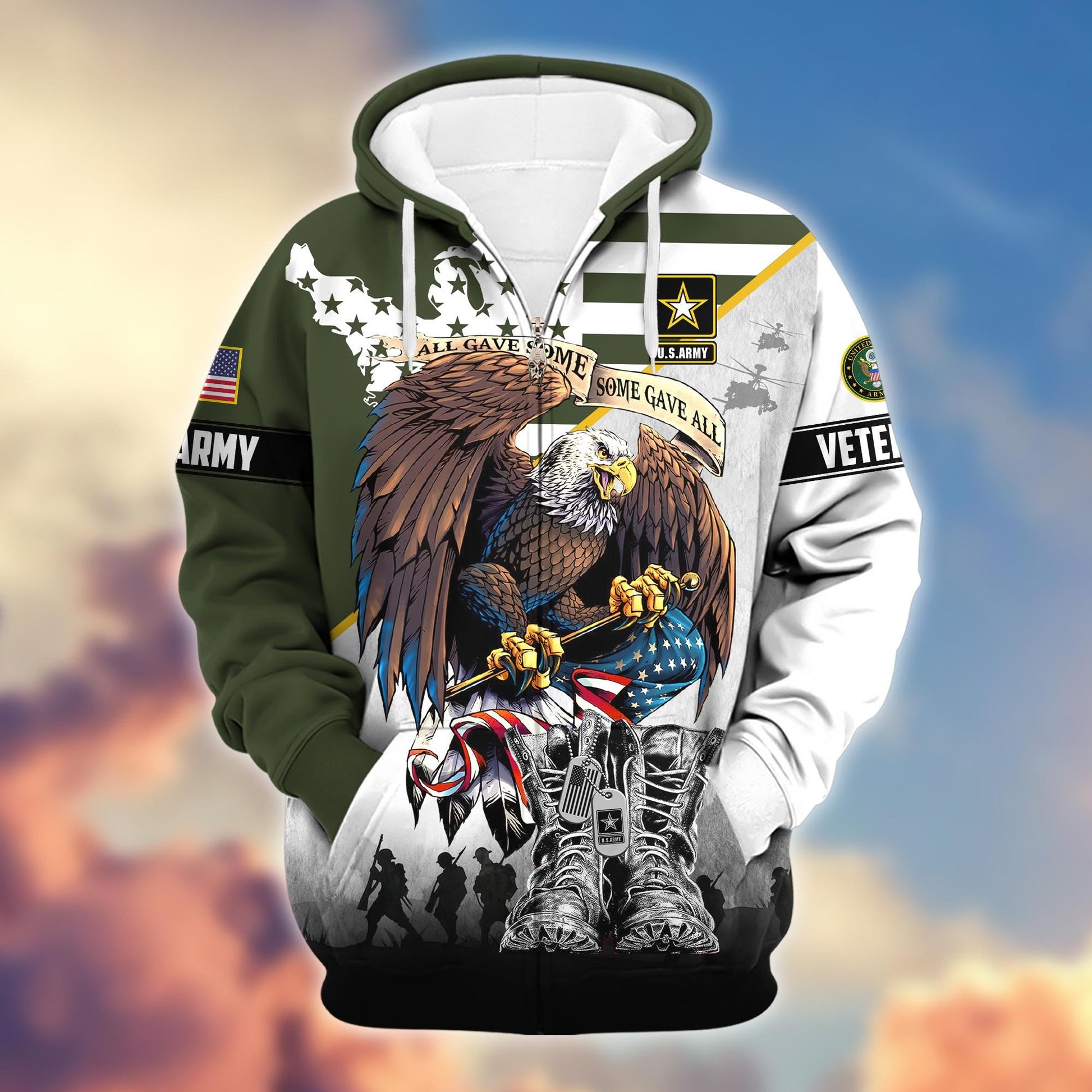 Premium All Gave Some Some Gave All US Veterans Zip Hoodie BPVC130903, Gifts For US Veterans, Gifts For Veterans Day